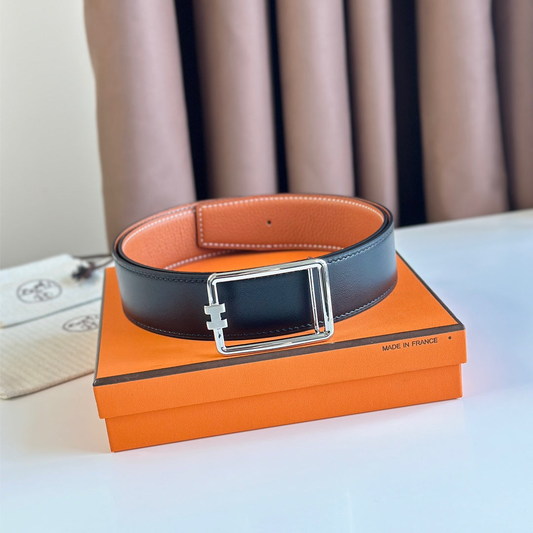 European and American new light luxury versatile H home men's casual double-sided genuine cowhide belt