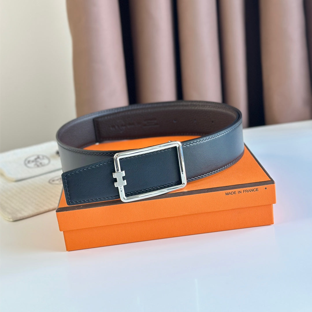 European and American new light luxury versatile H home men's casual double-sided genuine cowhide belt