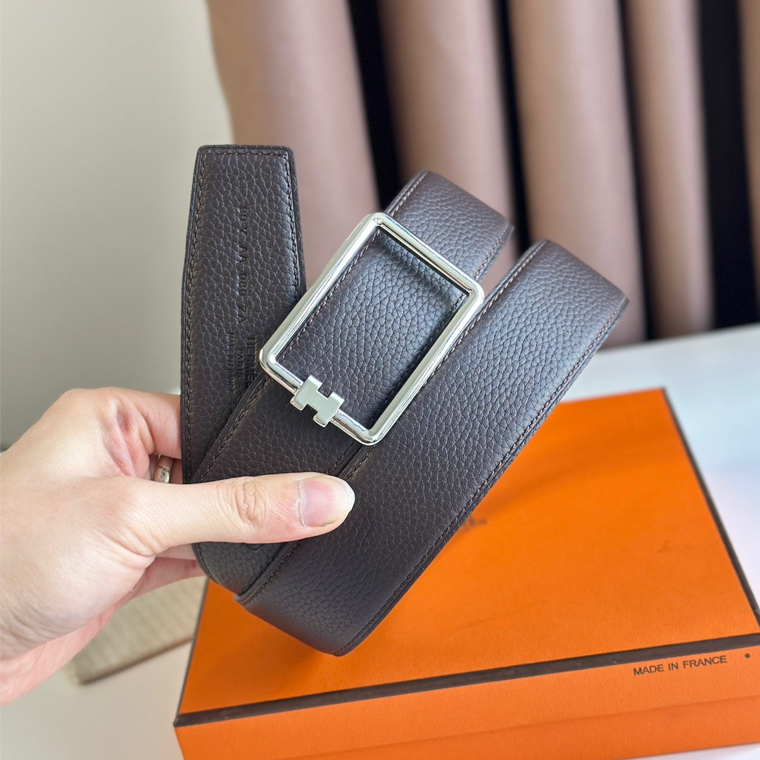 European and American new light luxury versatile H home men's casual double-sided genuine cowhide belt