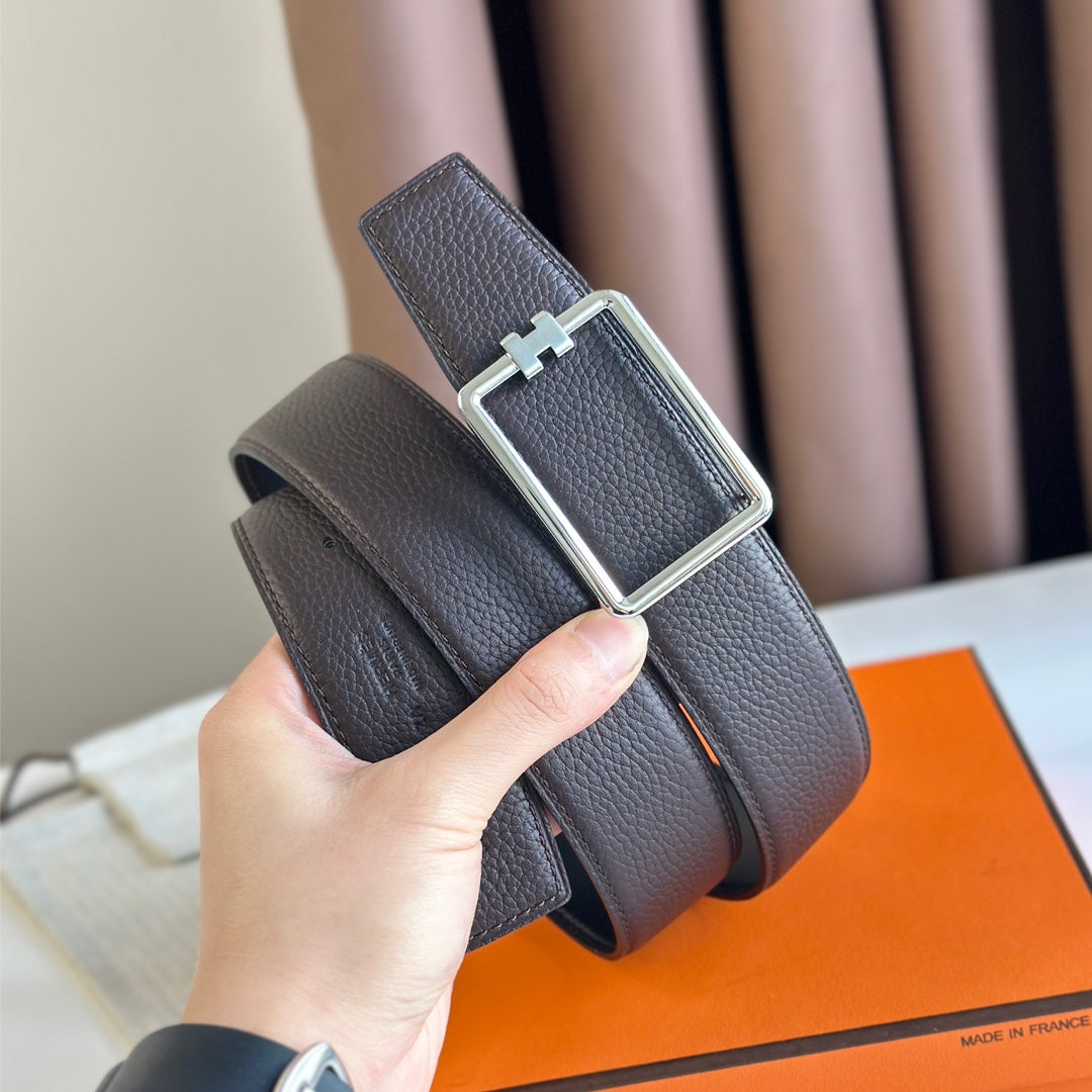European and American new light luxury versatile H home men's casual double-sided genuine cowhide belt
