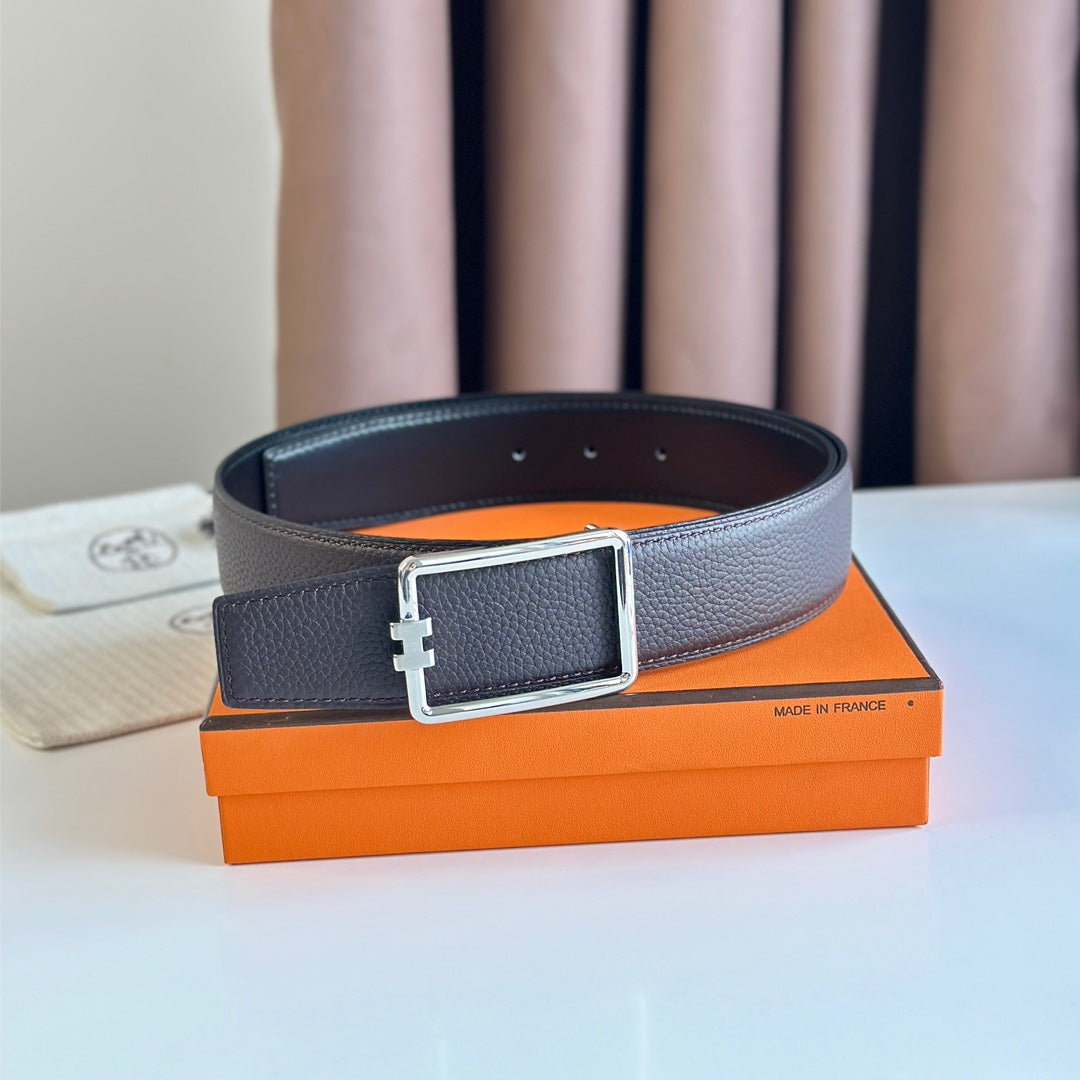 European and American new light luxury versatile H home men's casual double-sided genuine cowhide belt