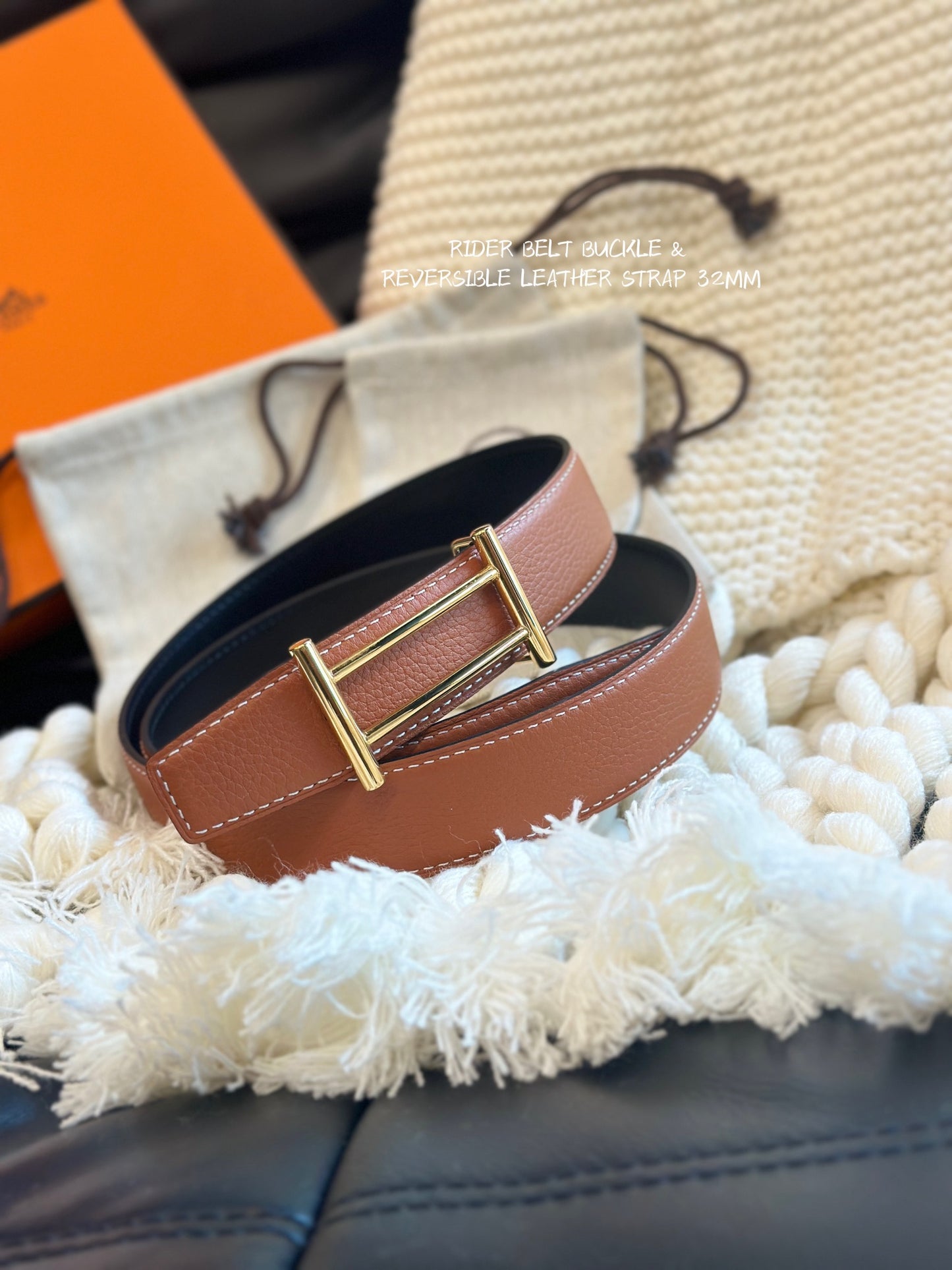 New casual versatile trendy classic H-buckle metal I-shaped men's business double-sided genuine cowhide belt