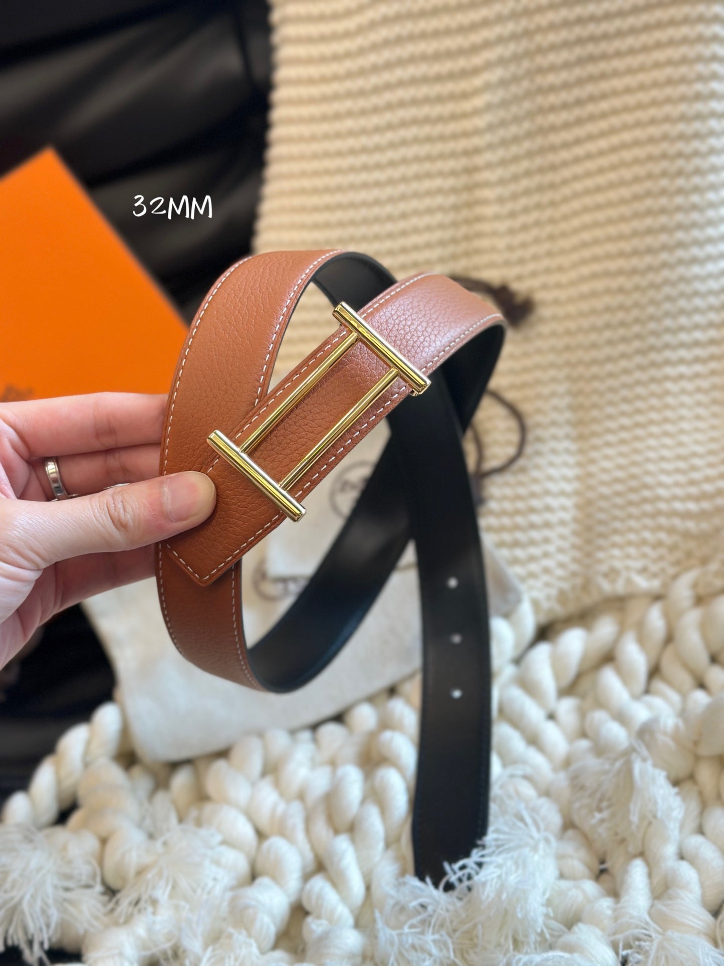 New casual versatile trendy classic H-buckle metal I-shaped men's business double-sided genuine cowhide belt