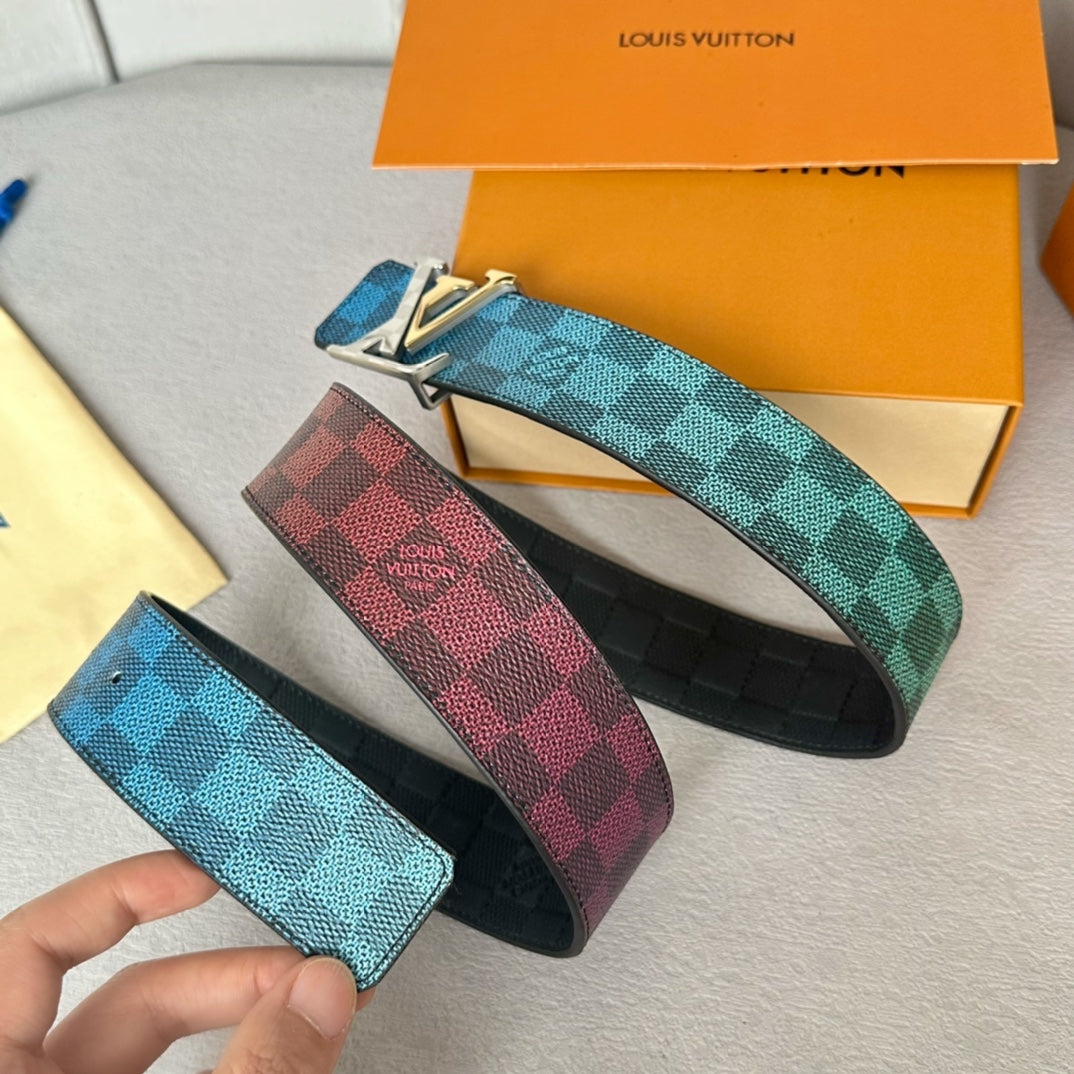 New Fashion Versatile Classic V-Home Light Luxury Old Pattern Cowhide Double sided Genuine Cow Belt