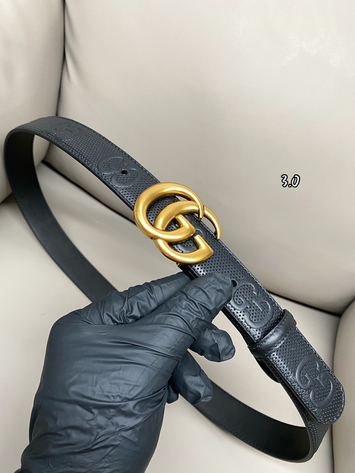 High quality new fashionable belt, trendy casual men's GG embossed logo casual belt