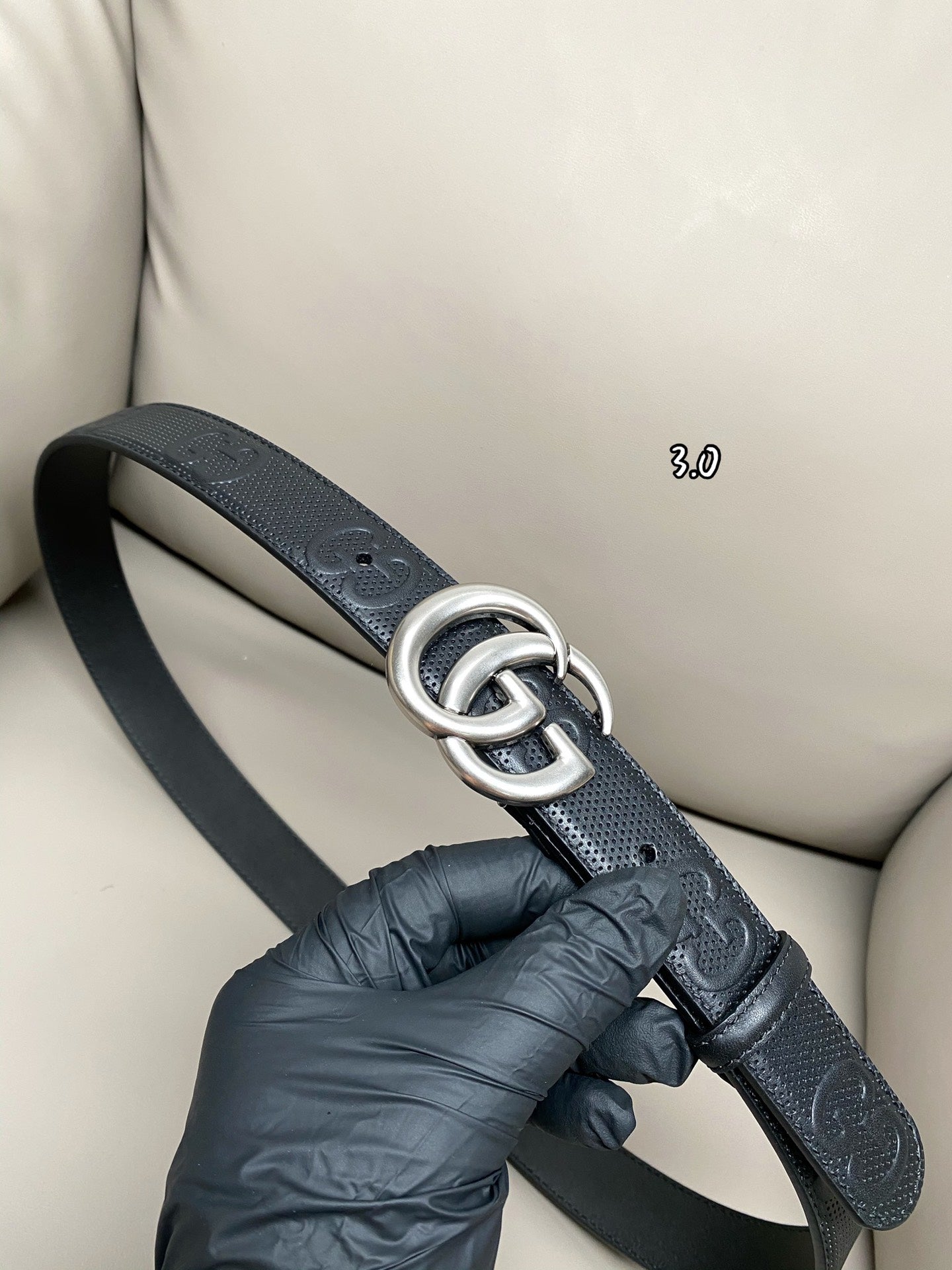 High quality new fashionable belt, trendy casual men's GG embossed logo casual belt