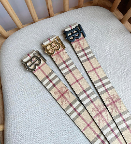 New Fashion Trend TB-L Casual Versatile Men's Simple Checkered Leather Belt Pants Gift Box Set