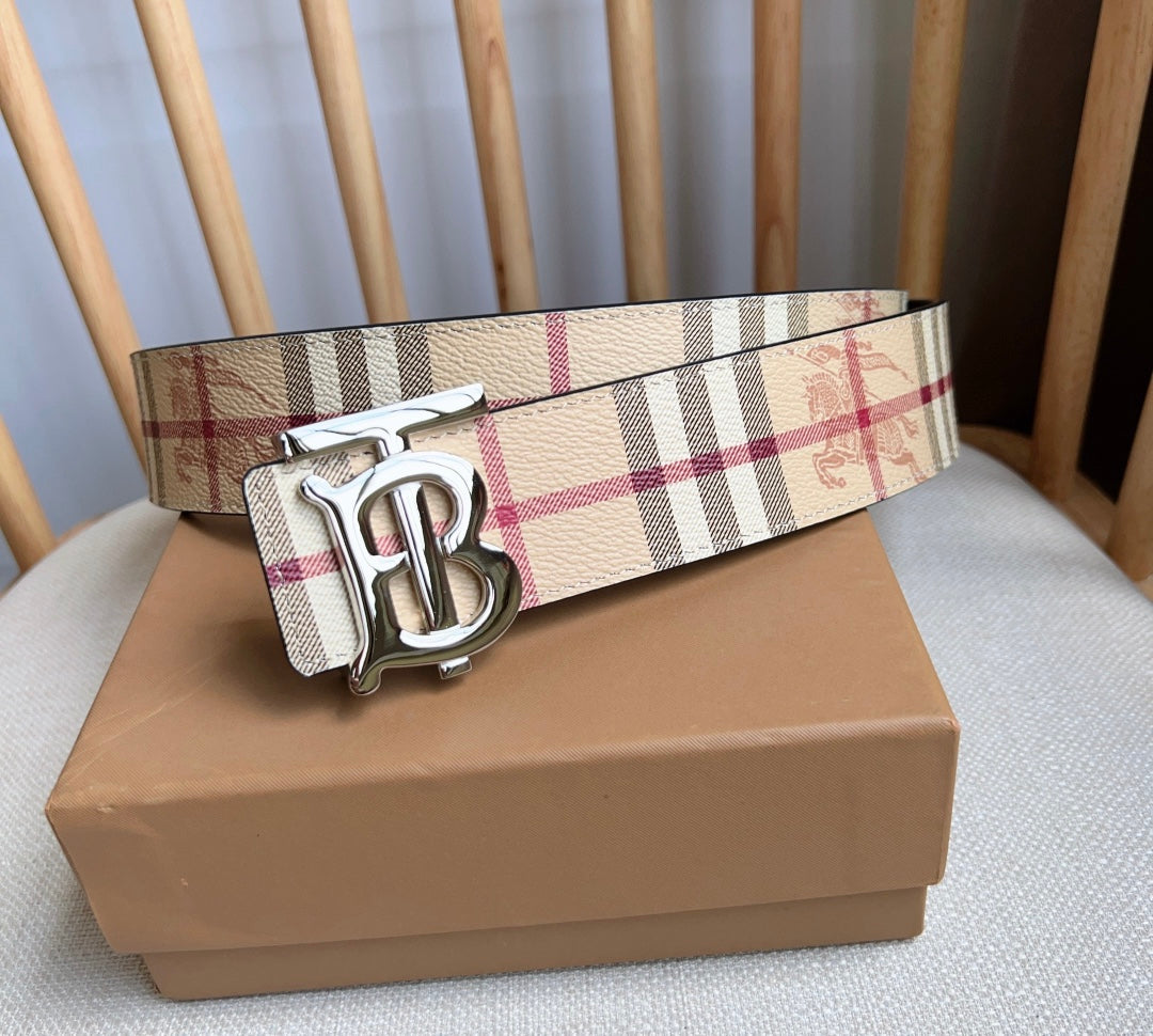 New Fashion Trend TB-L Casual Versatile Men's Simple Checkered Leather Belt Pants Gift Box Set