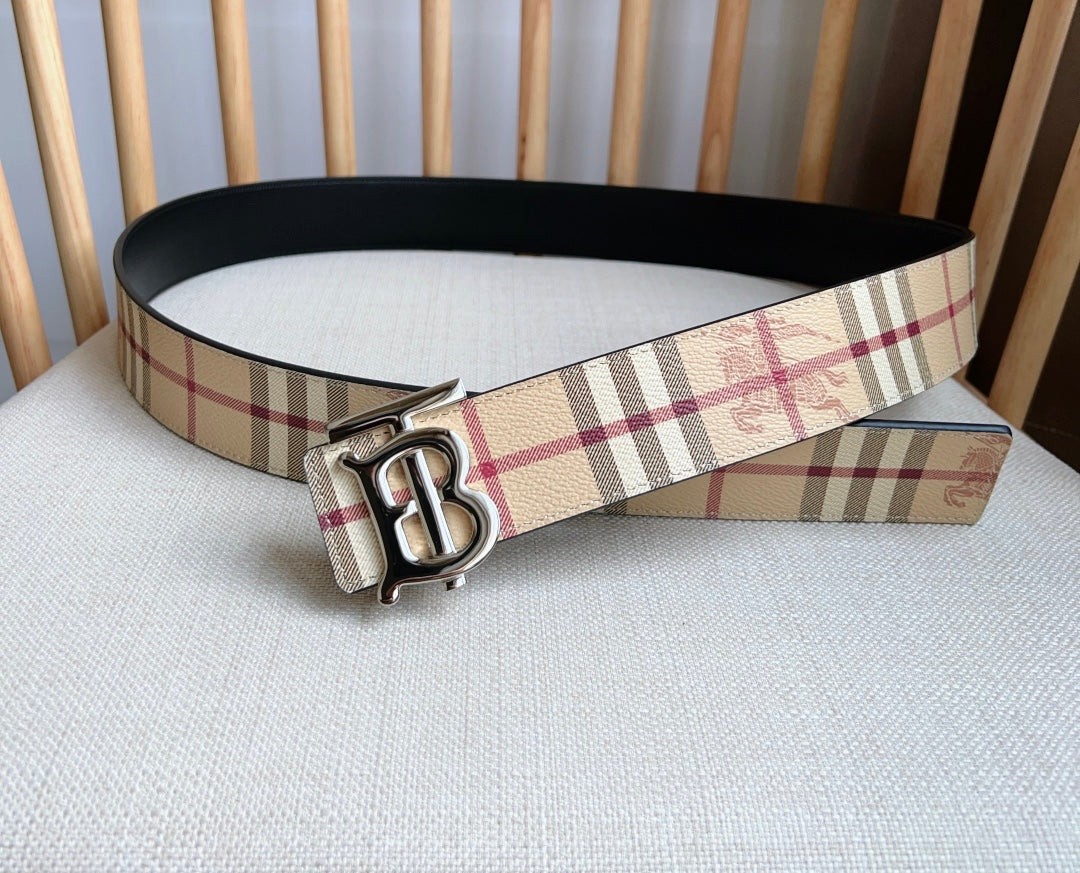 New Fashion Trend TB-L Casual Versatile Men's Simple Checkered Leather Belt Pants Gift Box Set