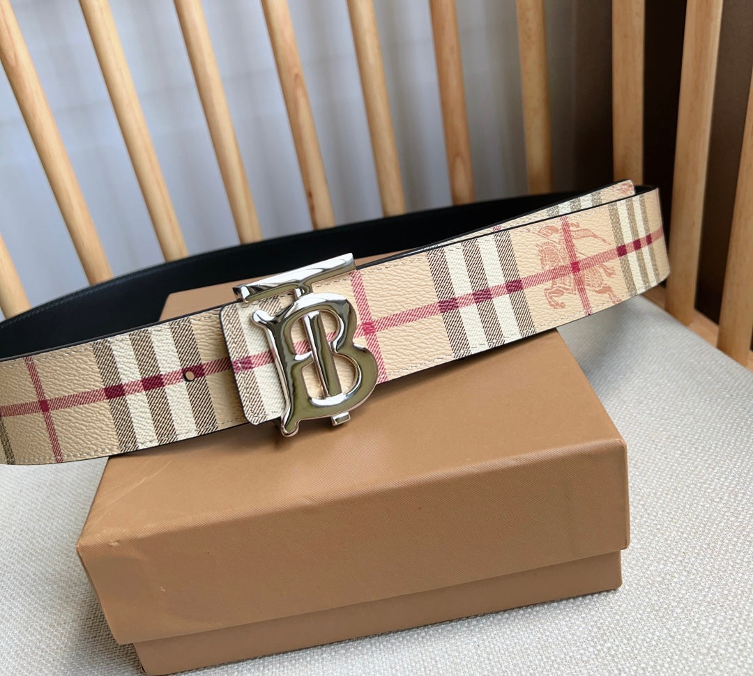 New Fashion Trend TB-L Casual Versatile Men's Simple Checkered Leather Belt Pants Gift Box Set