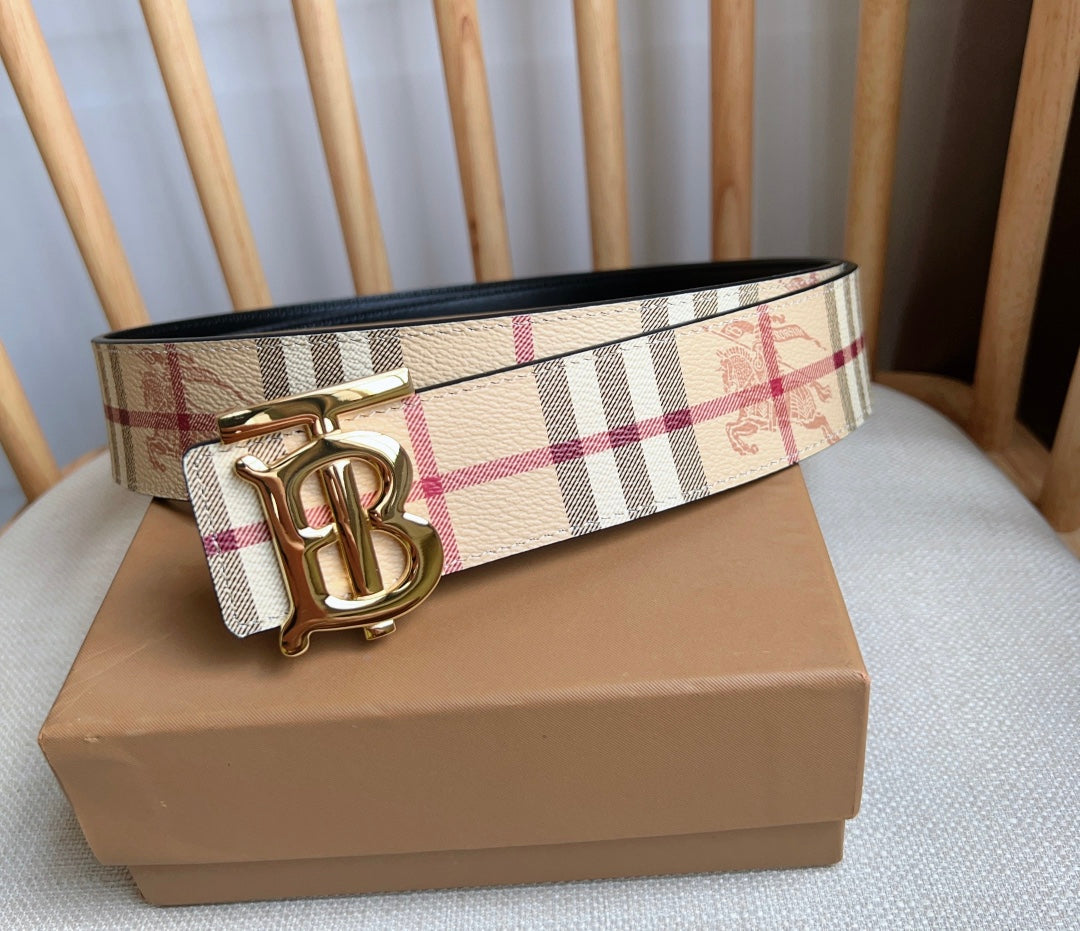 New Fashion Trend TB-L Casual Versatile Men's Simple Checkered Leather Belt Pants Gift Box Set
