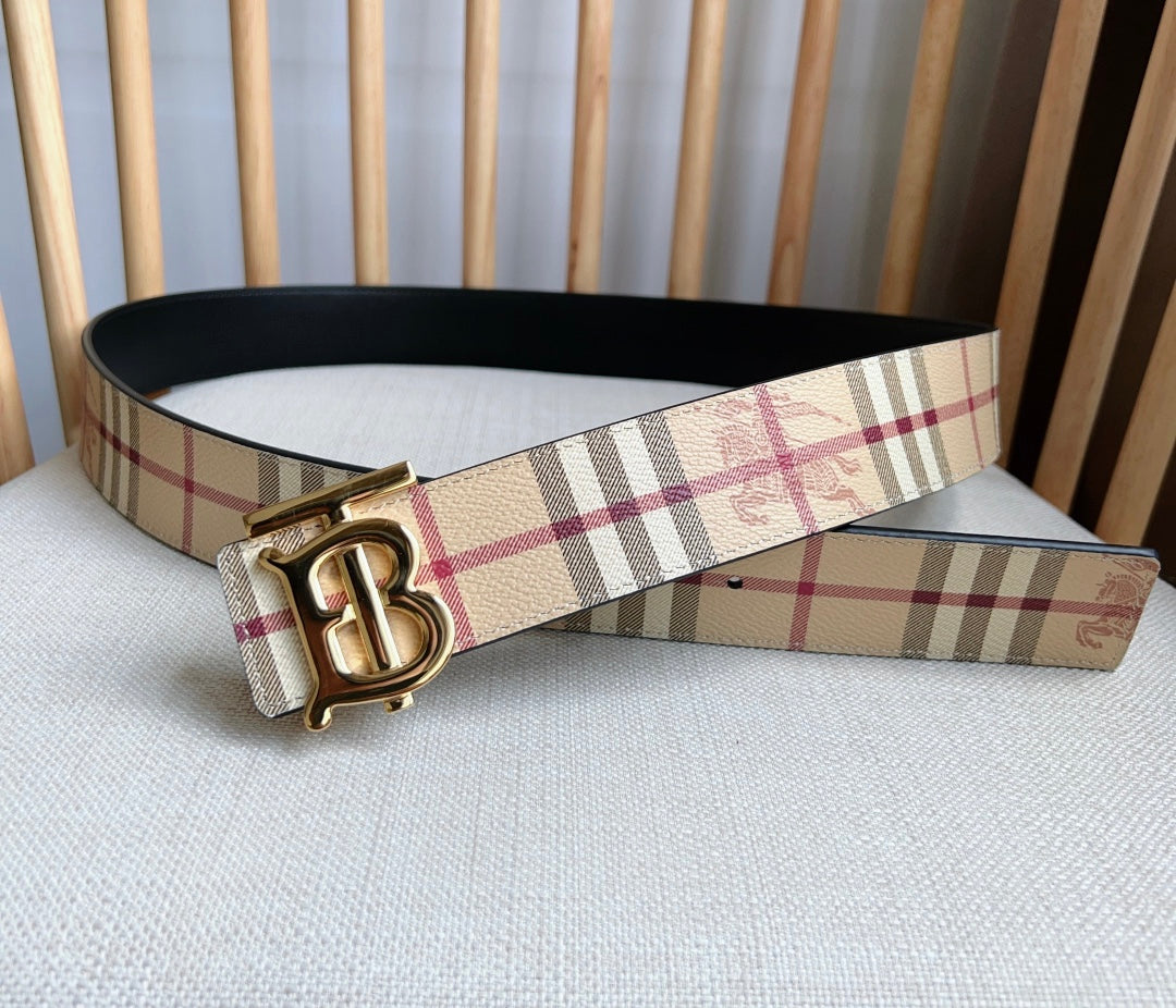 New Fashion Trend TB-L Casual Versatile Men's Simple Checkered Leather Belt Pants Gift Box Set