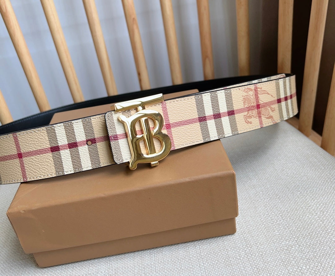 New Fashion Trend TB-L Casual Versatile Men's Simple Checkered Leather Belt Pants Gift Box Set