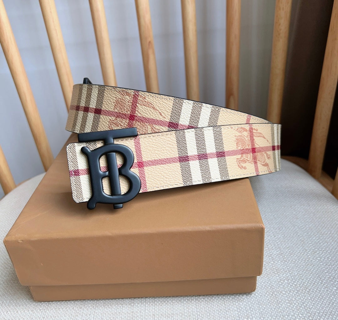 New Fashion Trend TB-L Casual Versatile Men's Simple Checkered Leather Belt Pants Gift Box Set