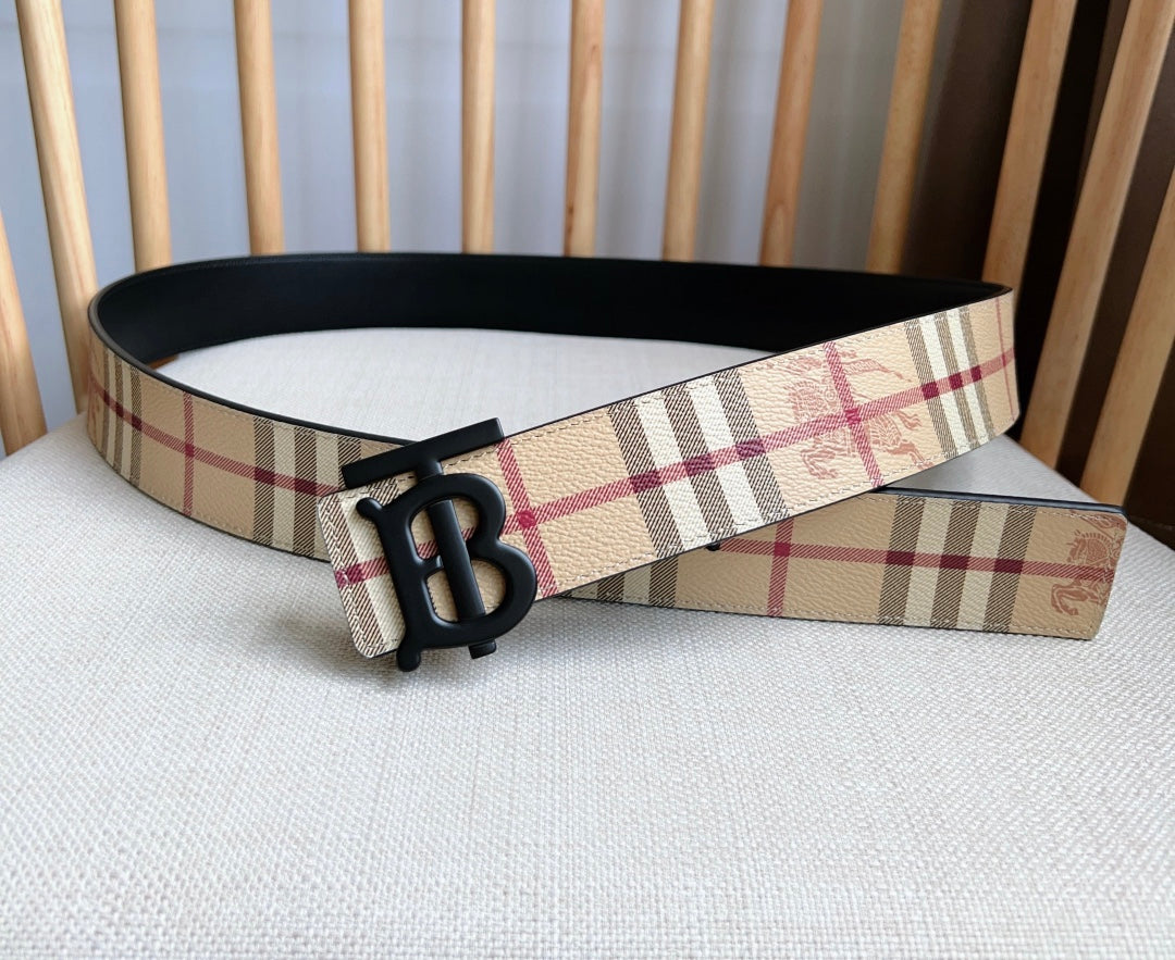 New Fashion Trend TB-L Casual Versatile Men's Simple Checkered Leather Belt Pants Gift Box Set