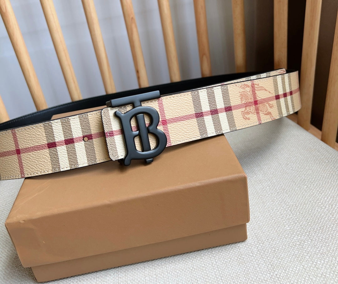 New Fashion Trend TB-L Casual Versatile Men's Simple Checkered Leather Belt Pants Gift Box Set