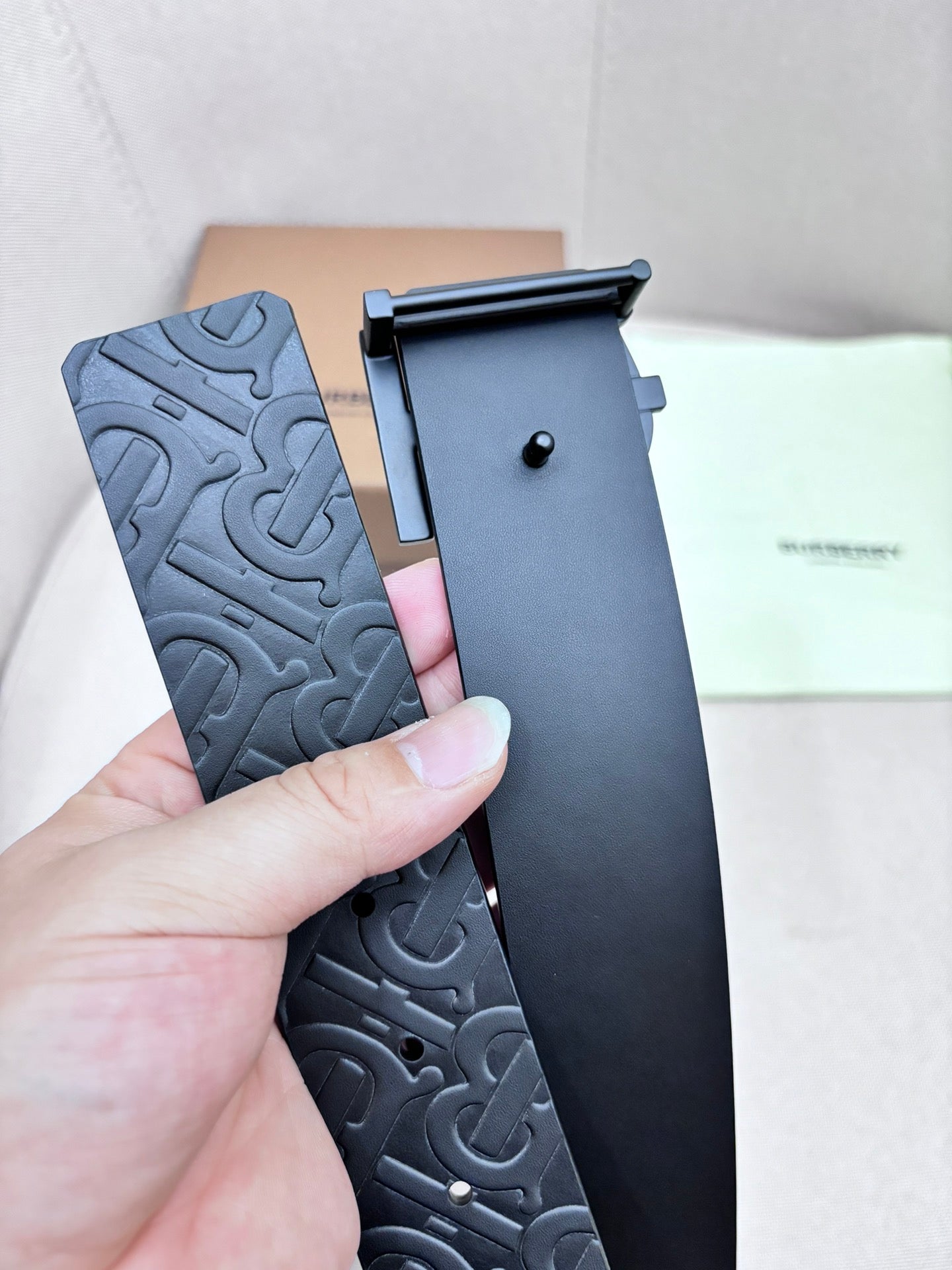New Fashion Trend TB-L Casual Versatile Men's Logo Pattern Mother Bo Wide Leather Belt Pants Gift Box Set
