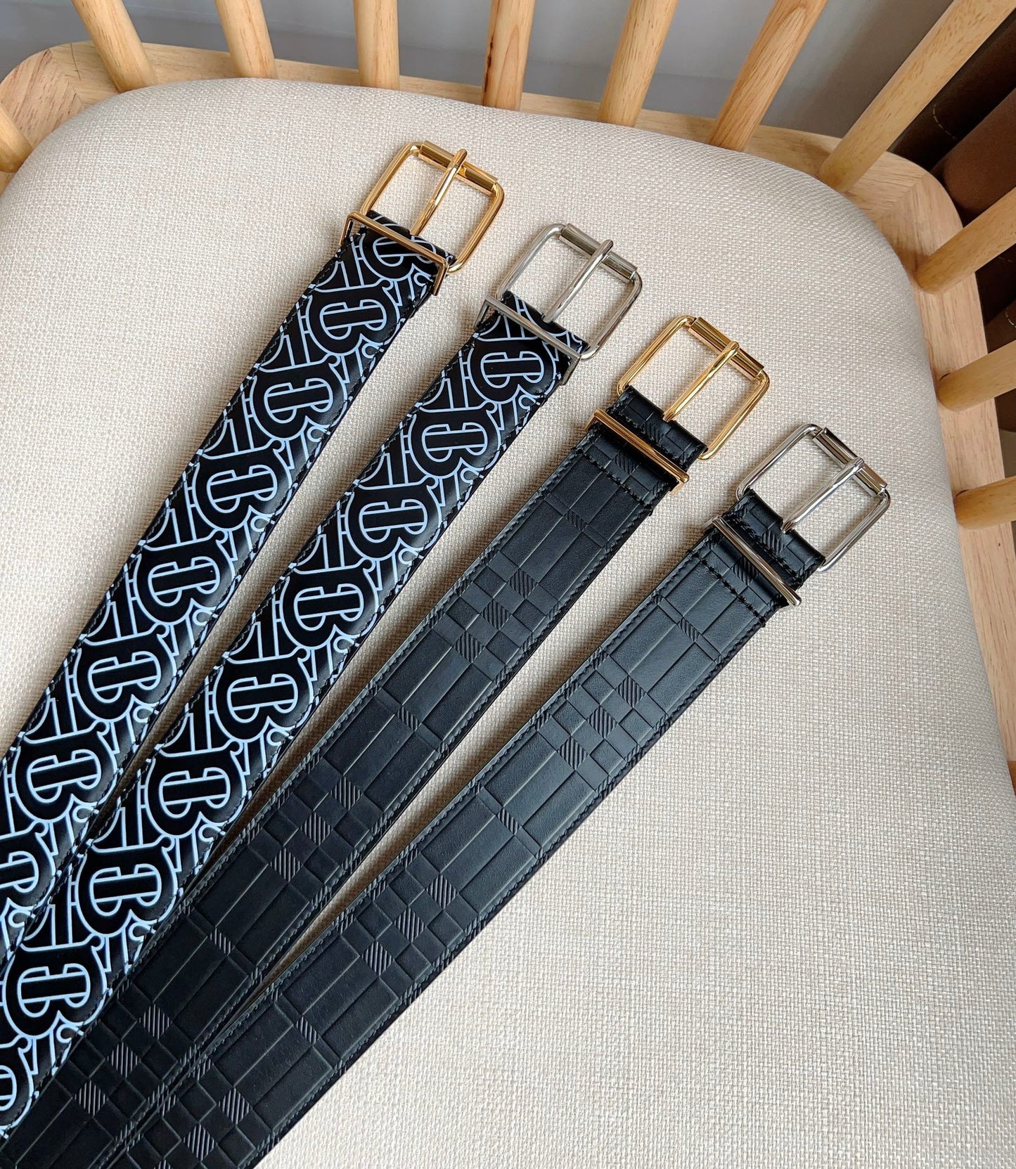 High quality new high-end trend TB-L mother son pattern genuine leather men's waist belt and pants belt gift box set