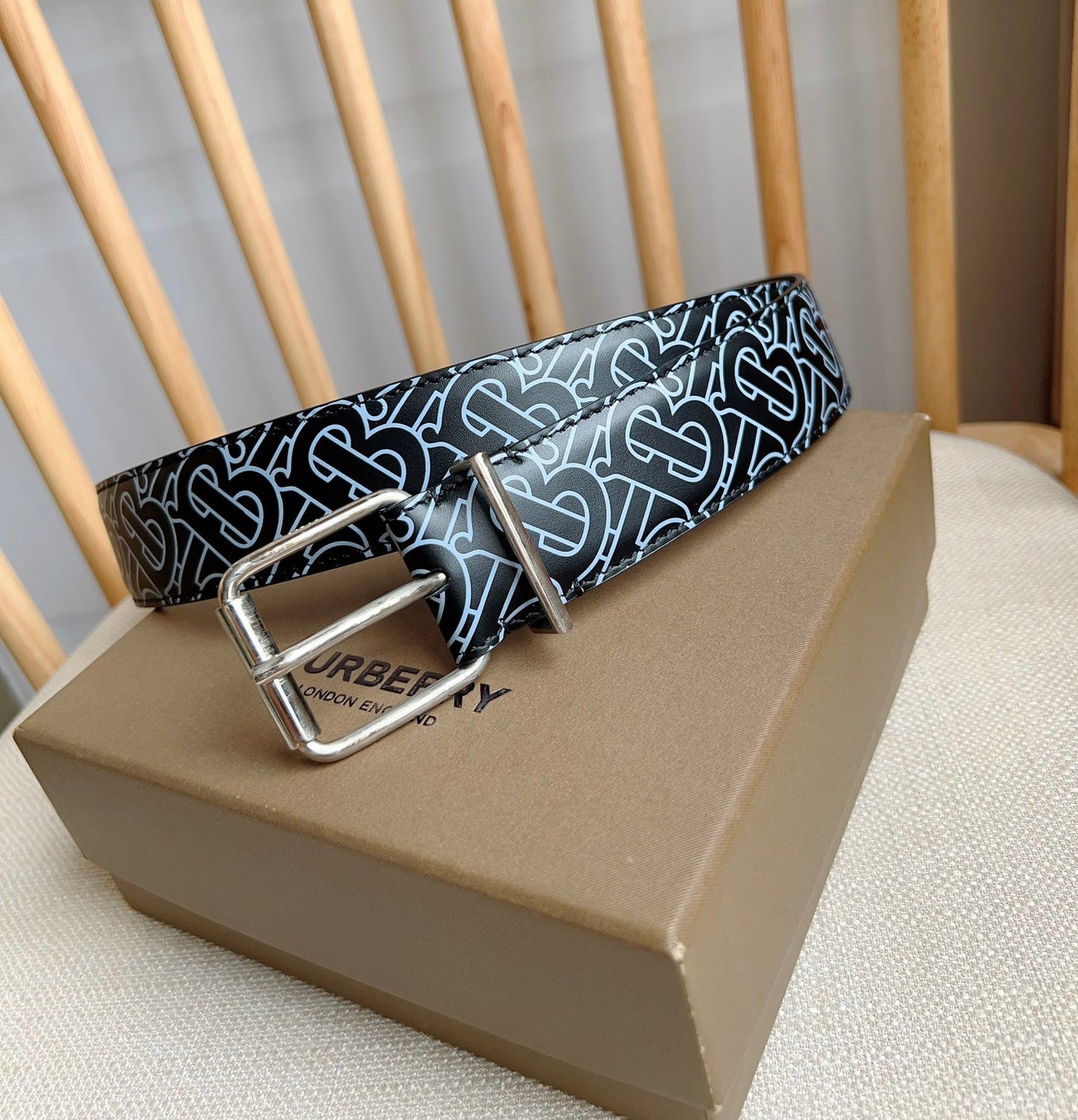 High quality new high-end trend TB-L mother son pattern genuine leather men's waist belt and pants belt gift box set