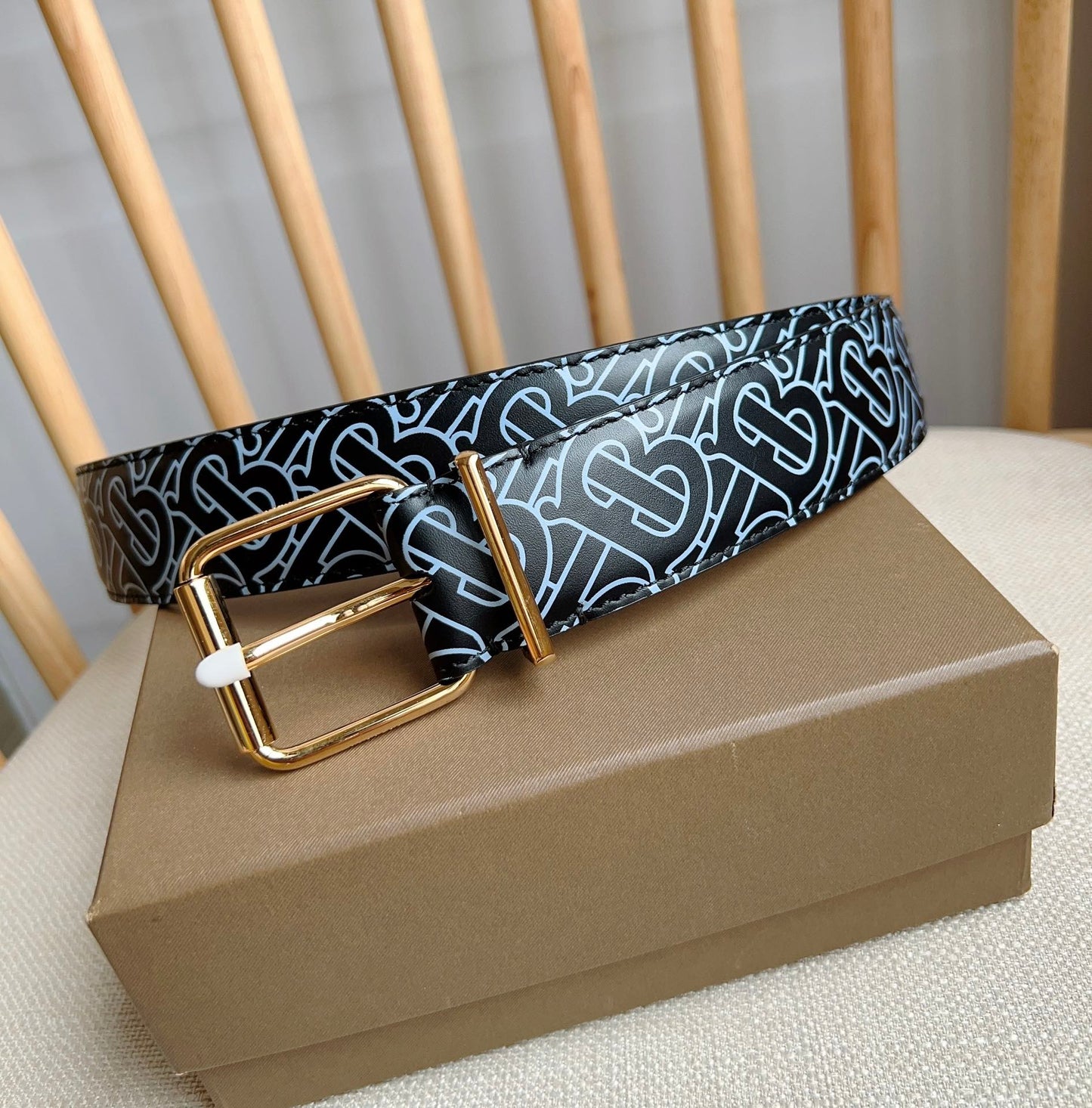High quality new high-end trend TB-L mother son pattern genuine leather men's waist belt and pants belt gift box set