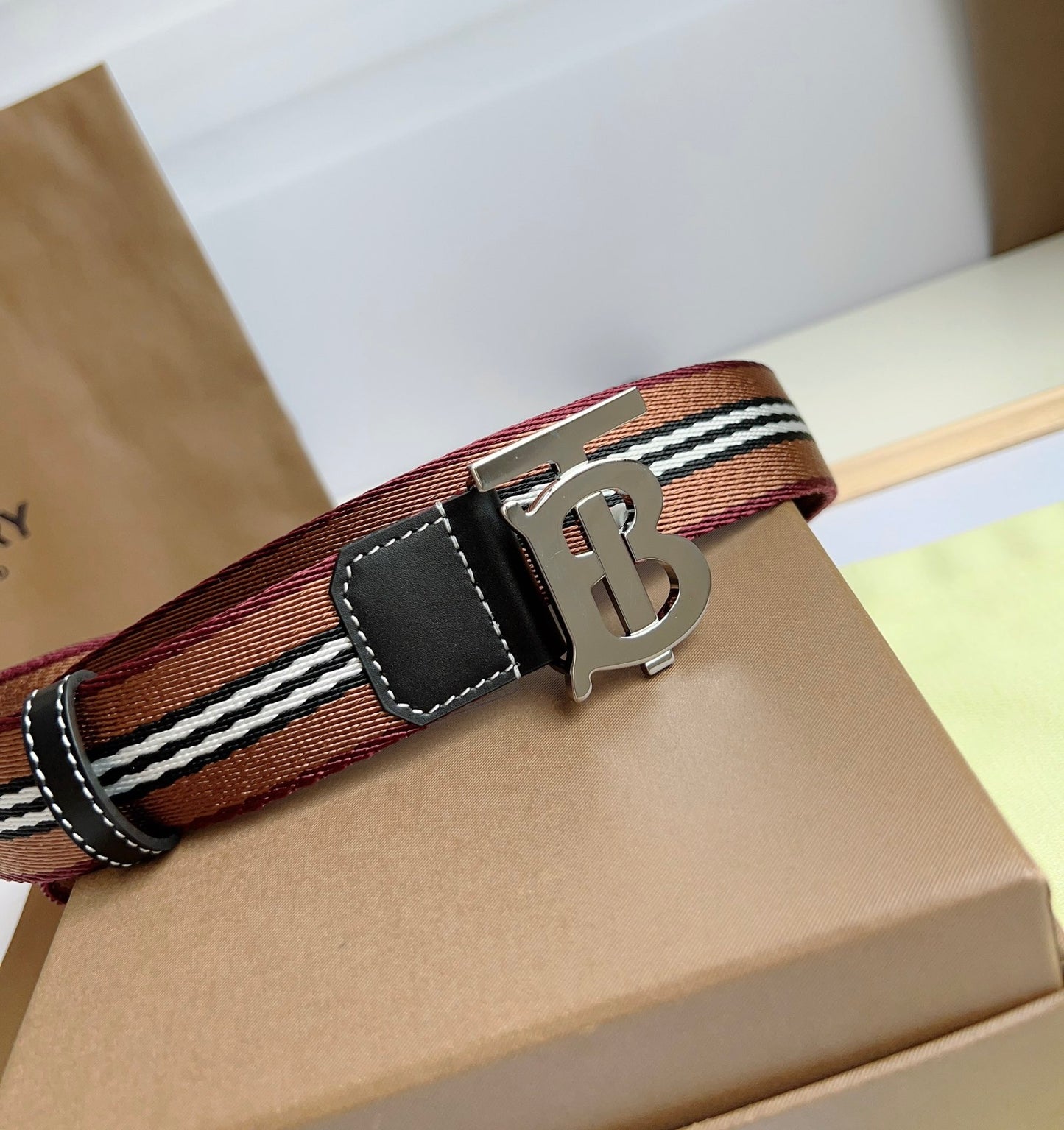 High quality new retro trend TB-L canvas patchwork leather men's waist belt and pants belt gift box set