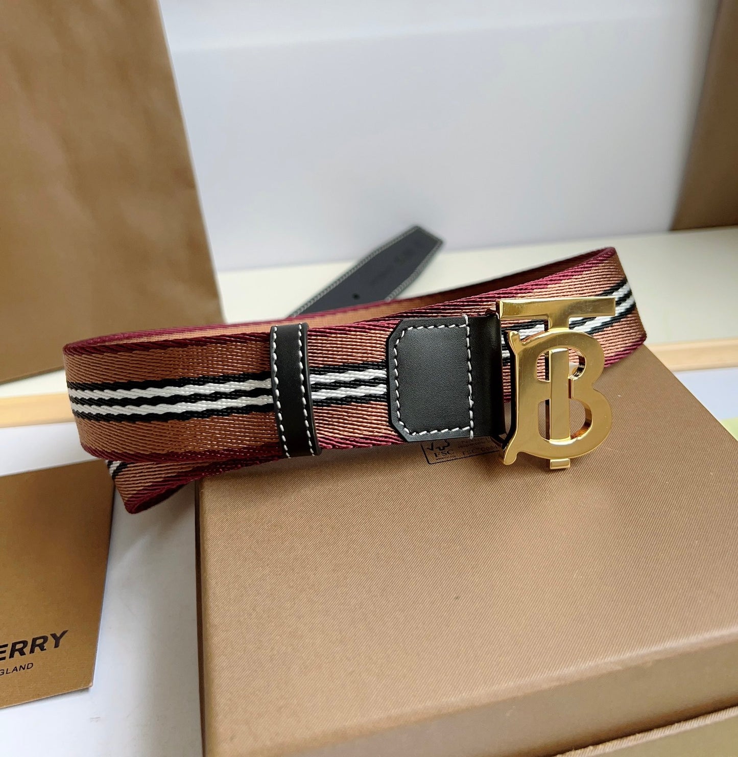 High quality new retro trend TB-L canvas patchwork leather men's waist belt and pants belt gift box set