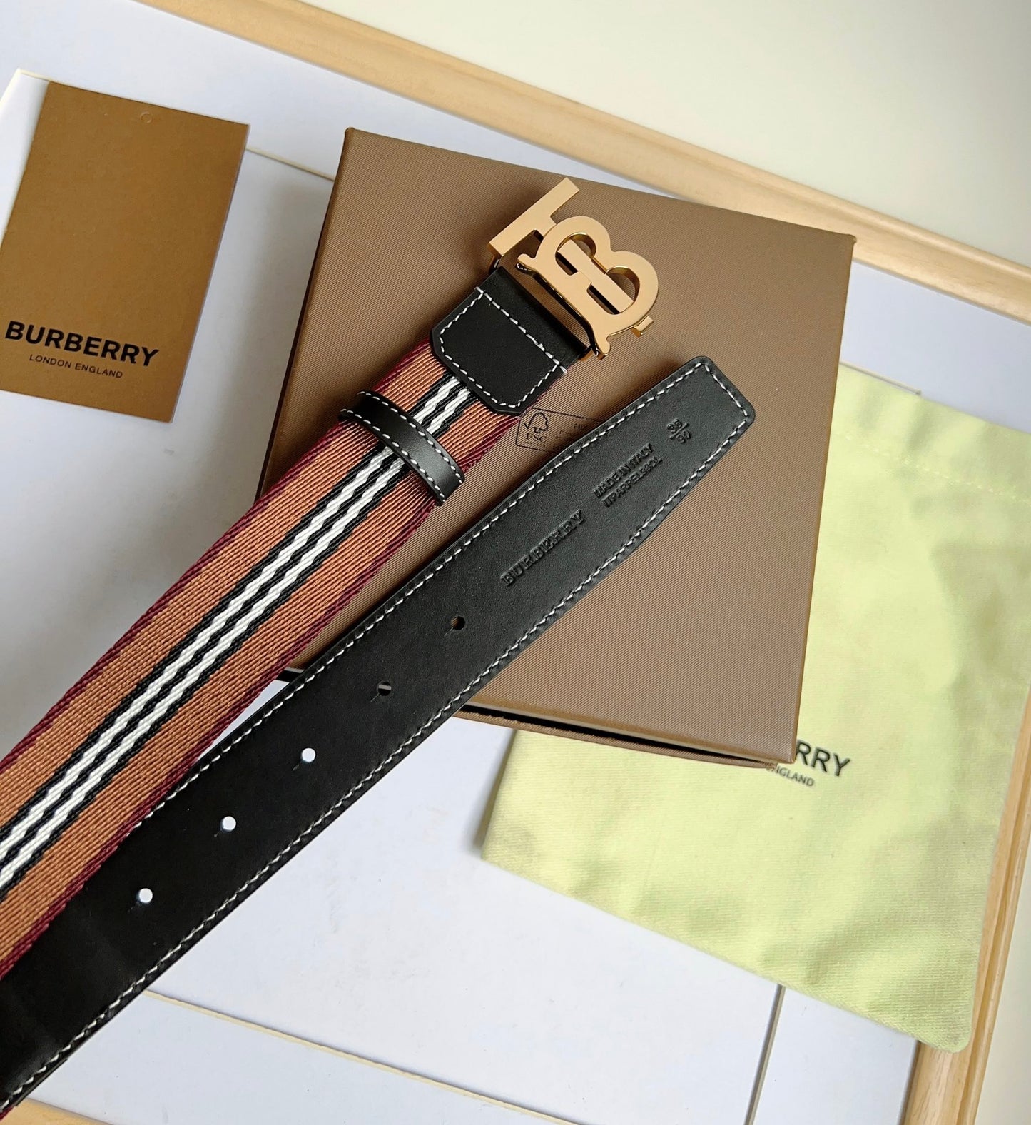 High quality new retro trend TB-L canvas patchwork leather men's waist belt and pants belt gift box set