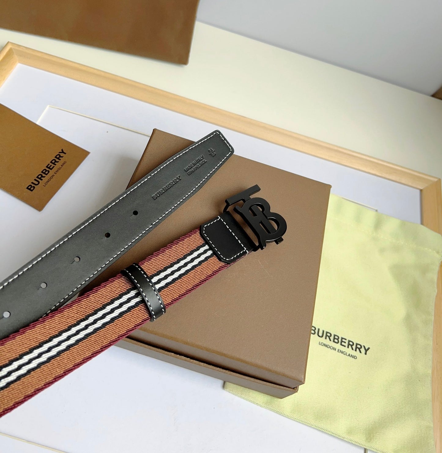 High quality new retro trend TB-L canvas patchwork leather men's waist belt and pants belt gift box set