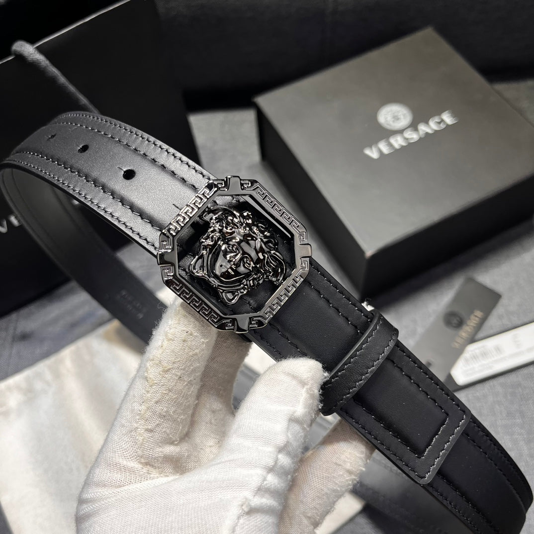 New fashion trend La Medusa hollowed out men's buckle style cowhide waist belt belt