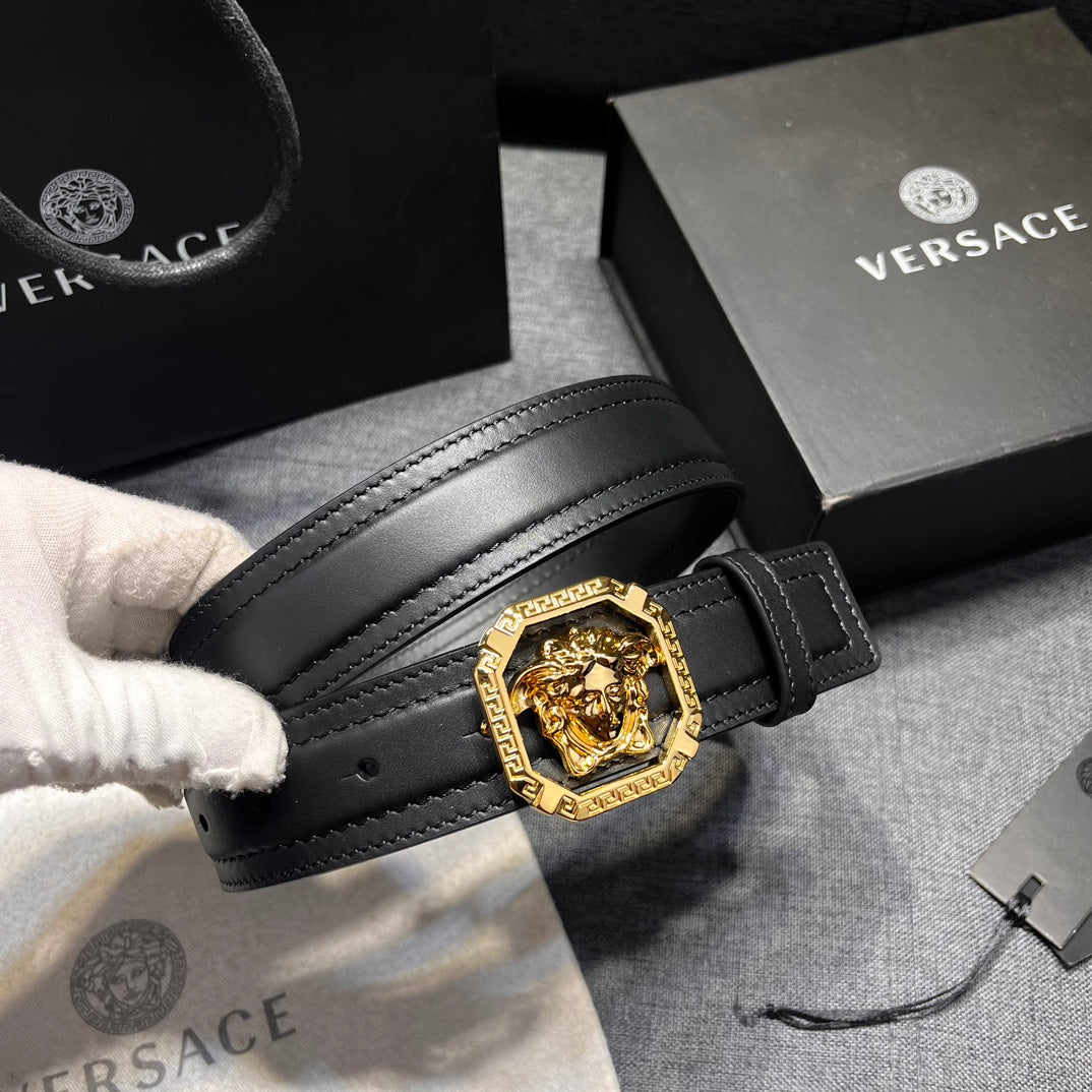New fashion trend La Medusa hollowed out men's buckle style cowhide waist belt belt