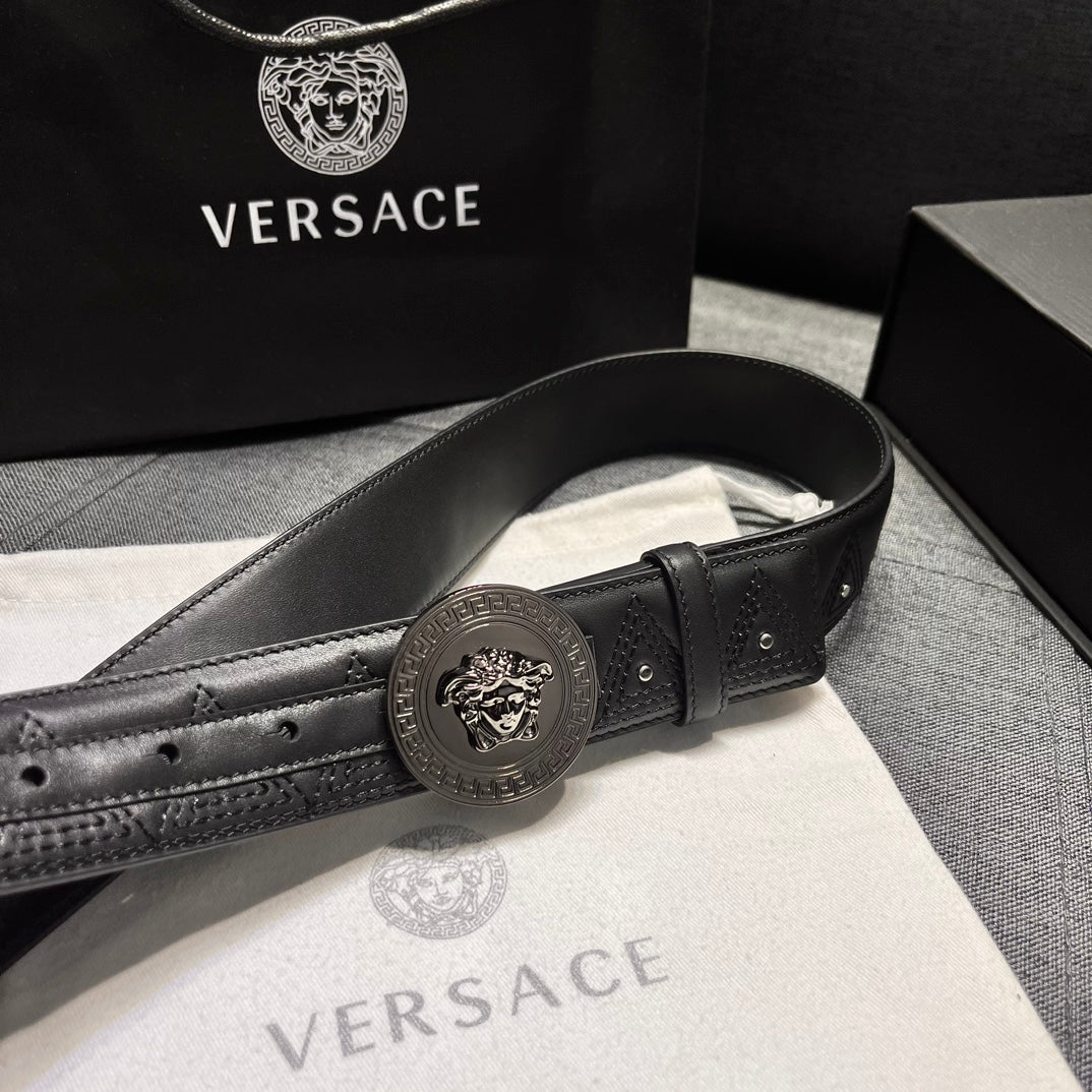 New Light Luxury Versatile La Medusa Men's Buckle Leather Belt and Strap
