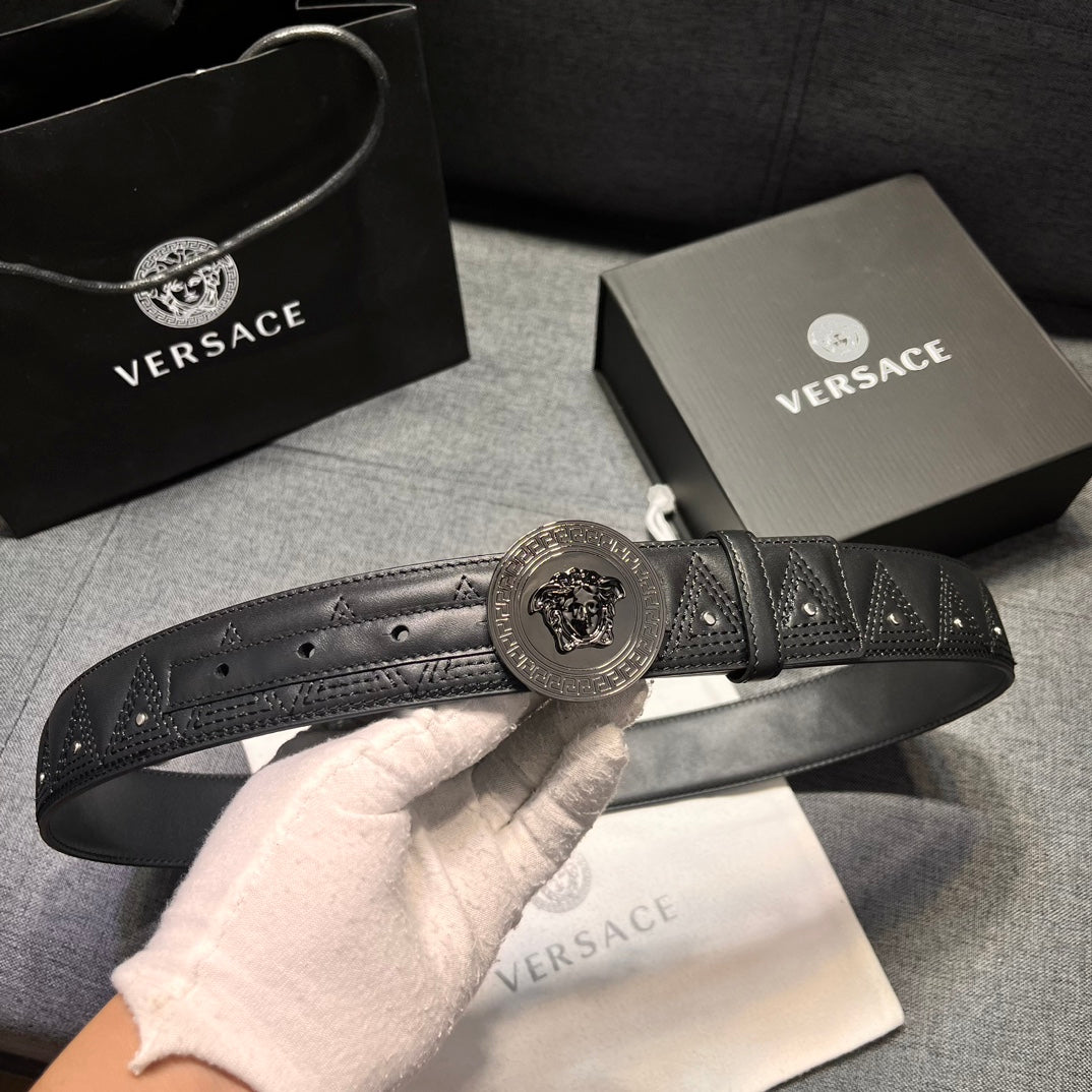 New Light Luxury Versatile La Medusa Men's Buckle Leather Belt and Strap