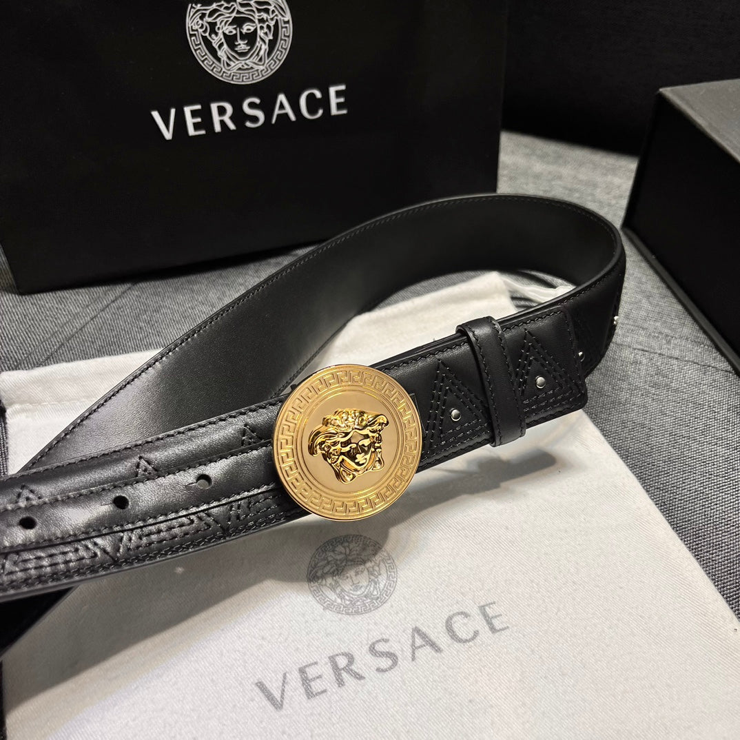 New Light Luxury Versatile La Medusa Men's Buckle Leather Belt and Strap