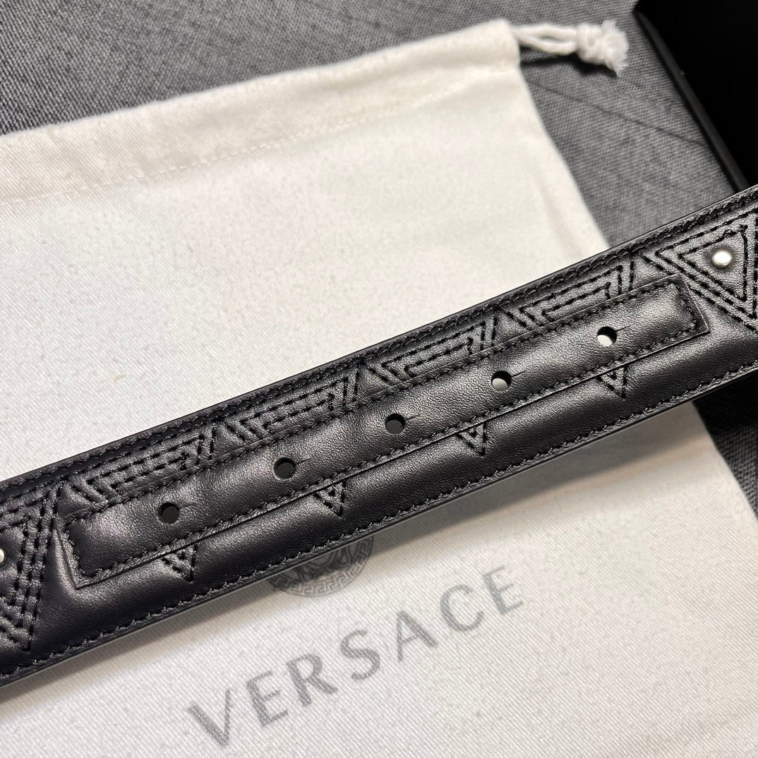 New Light Luxury Versatile La Medusa Men's Buckle Leather Belt and Strap