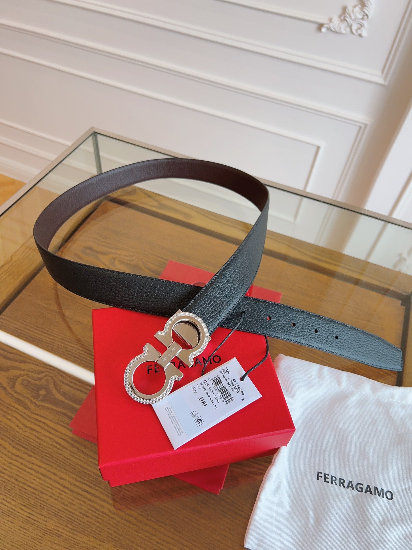 New Light Luxury Versatile Men's Classic Horseshoe Buckle Double sided Cowhide Belt and Strap