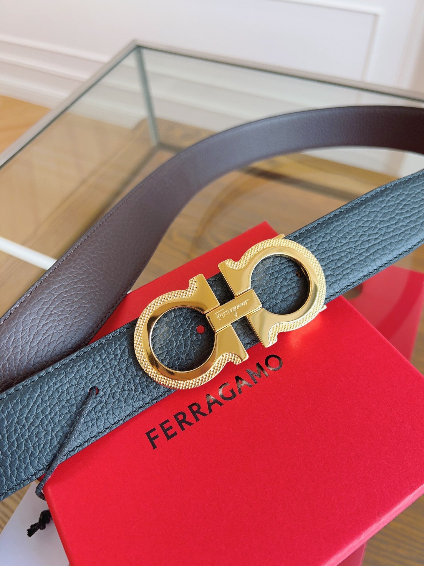 New Light Luxury Versatile Men's Classic Horseshoe Buckle Double sided Cowhide Belt and Strap