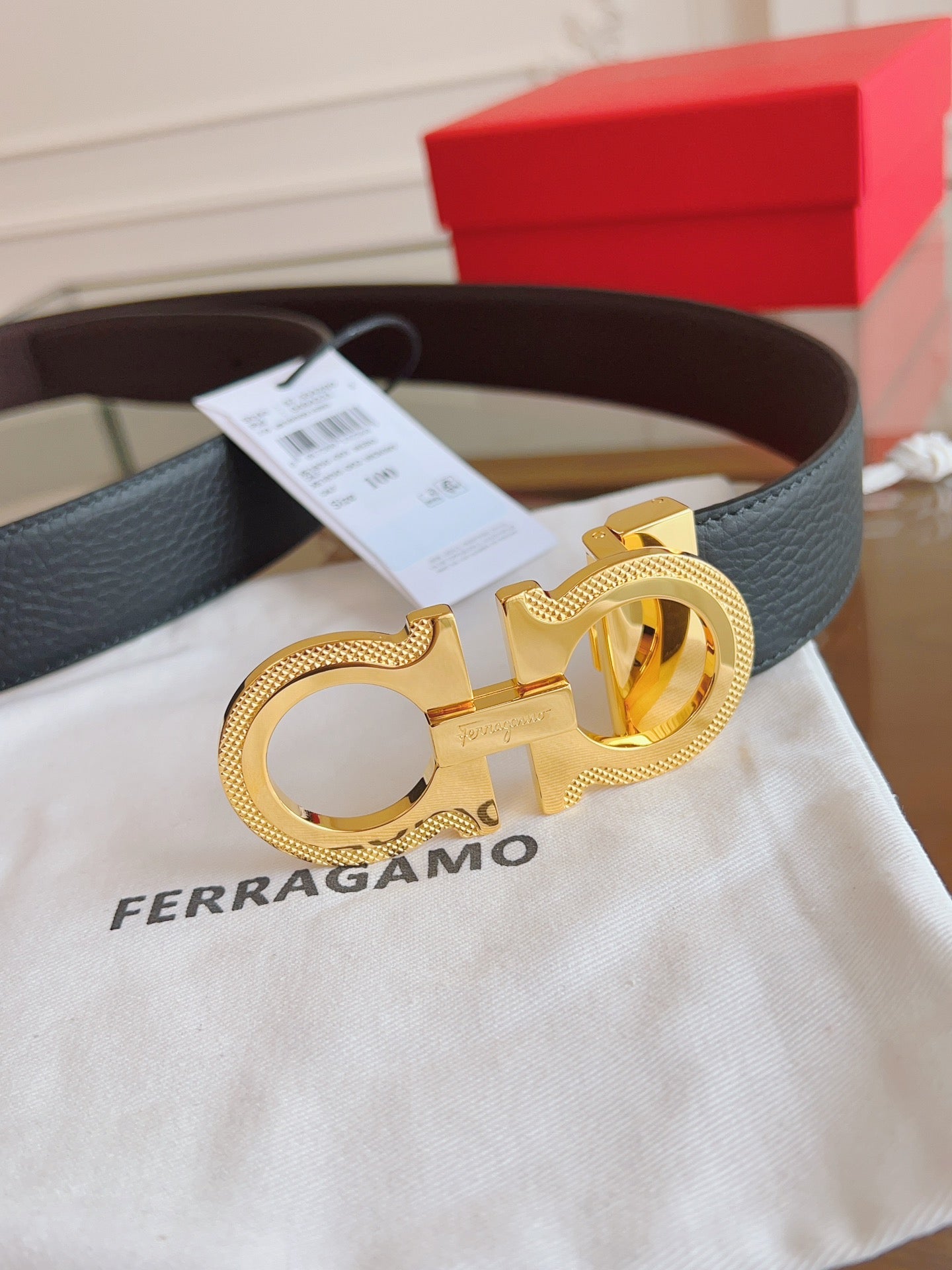 New Light Luxury Versatile Men's Classic Horseshoe Buckle Double sided Cowhide Belt and Strap