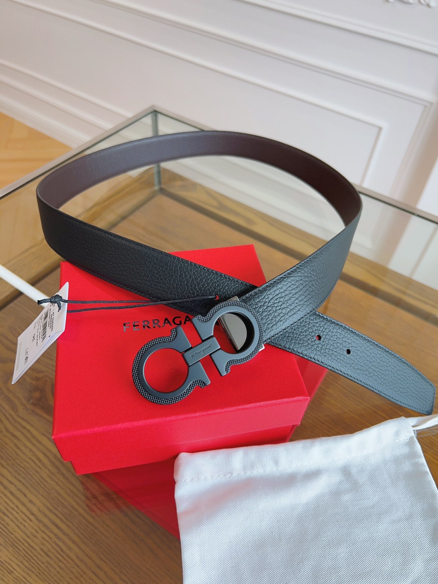 New Light Luxury Versatile Men's Classic Horseshoe Buckle Double sided Cowhide Belt and Strap