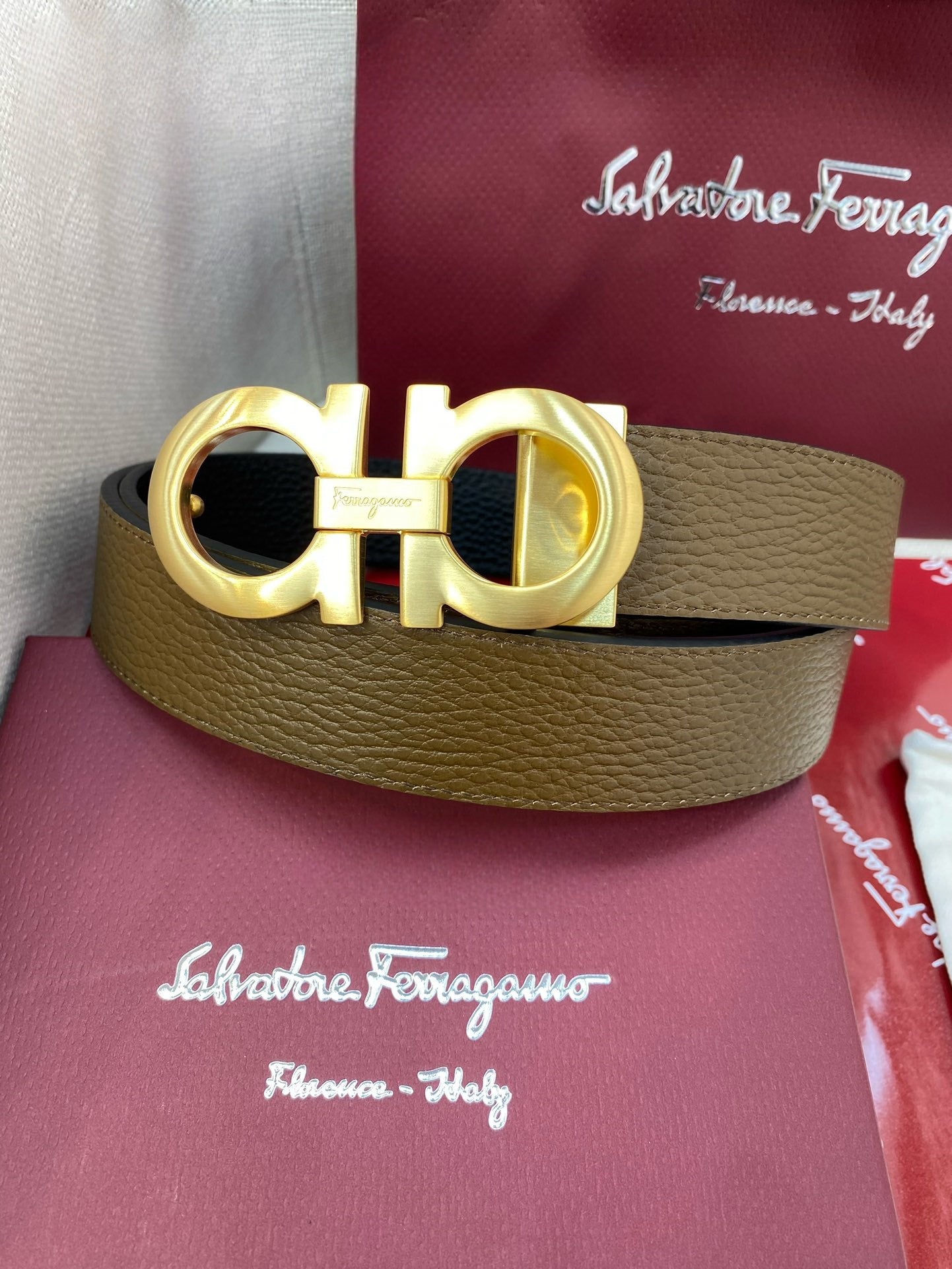 New light luxury high-end versatile casual men's classic horseshoe buckle double-sided cowhide waist belt belt