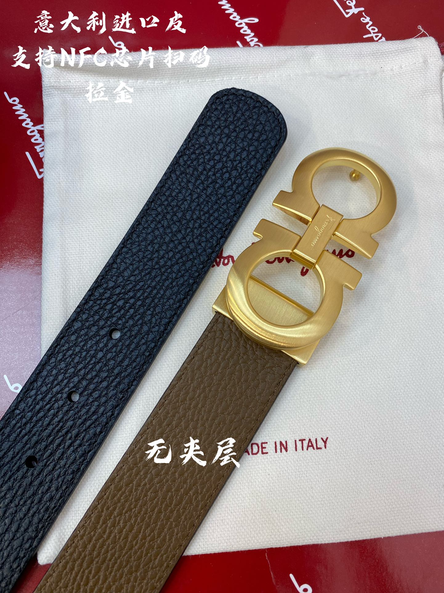 New light luxury high-end versatile casual men's classic horseshoe buckle double-sided cowhide waist belt belt