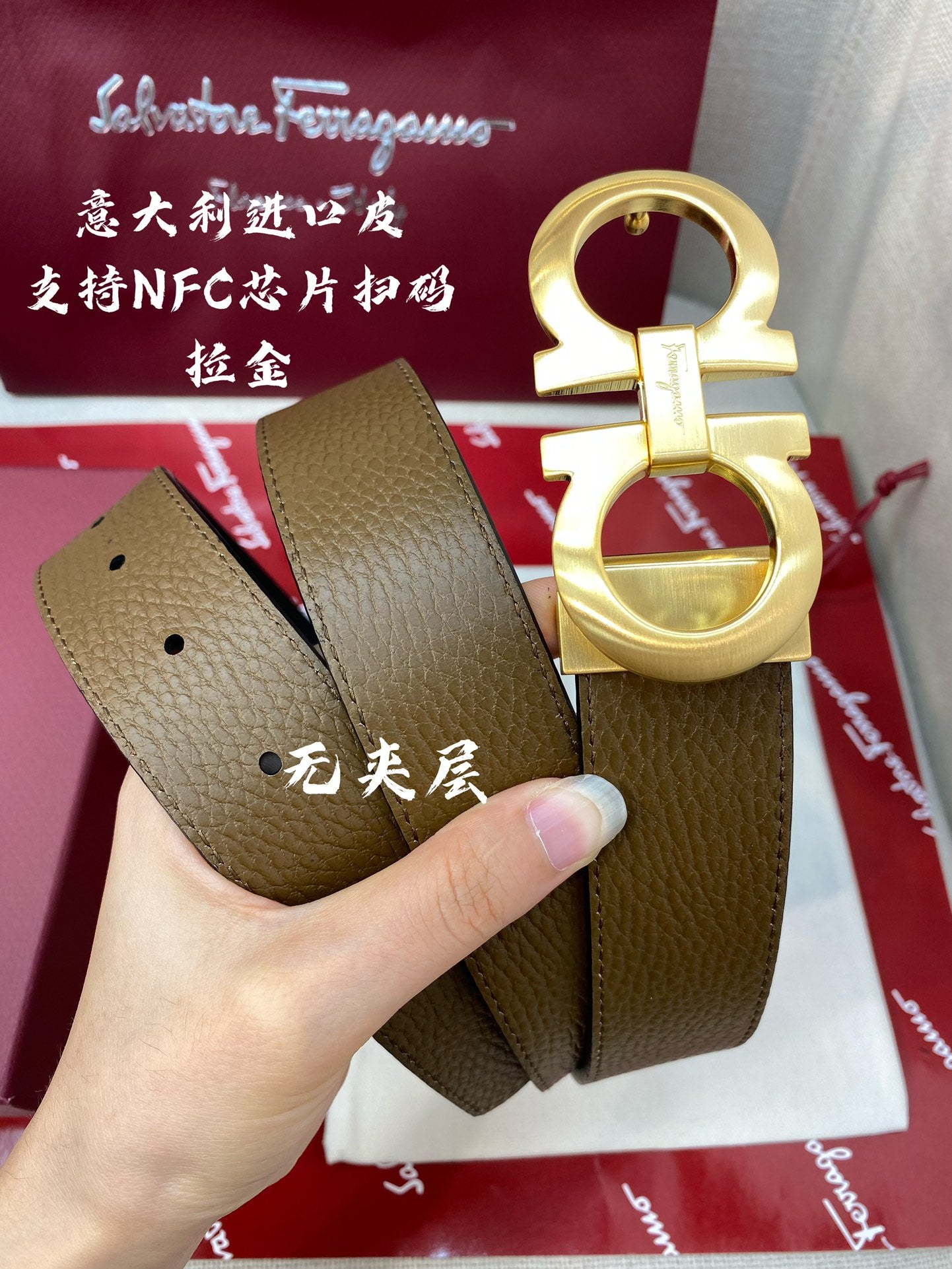 New light luxury high-end versatile casual men's classic horseshoe buckle double-sided cowhide waist belt belt