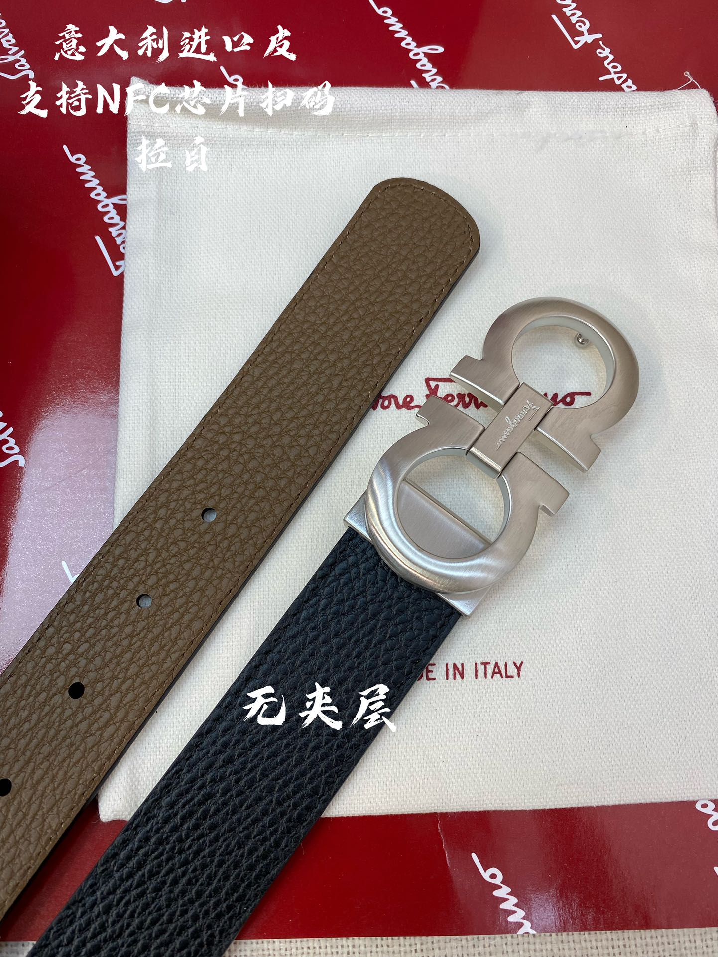 New light luxury high-end versatile casual men's classic horseshoe buckle double-sided cowhide waist belt belt