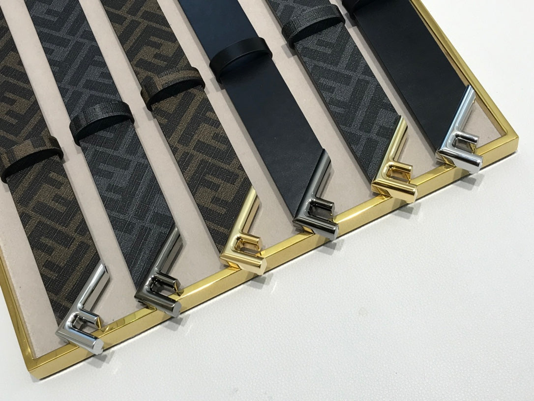 Light luxury new synchronized high-quality FF leather double-sided versatile trendy cowhide top layer men's belt