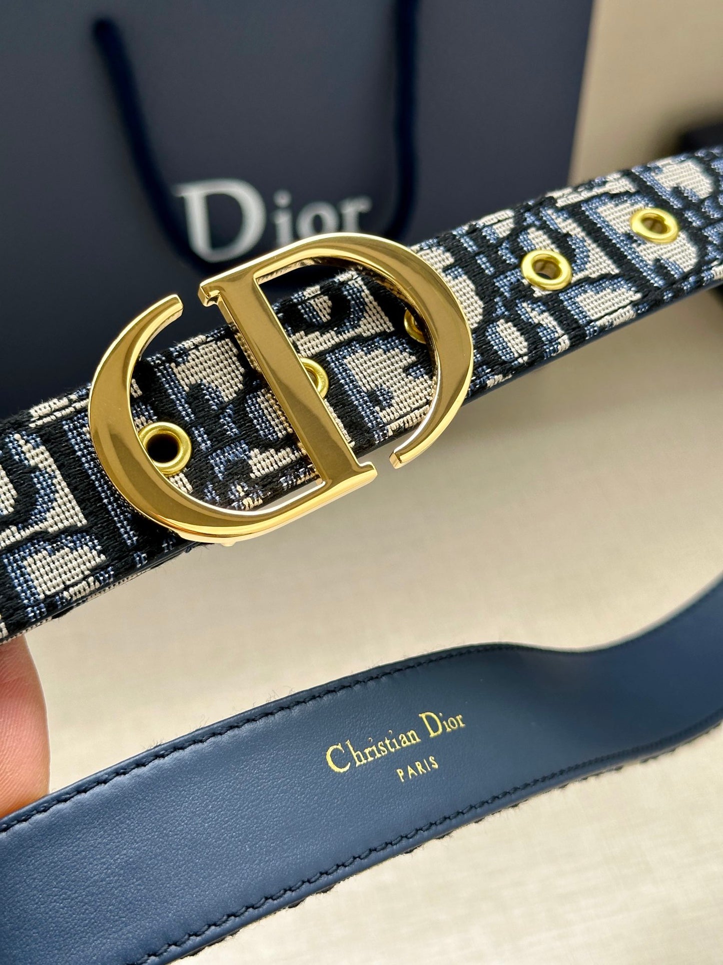 New trendy Instagram style CD men's smooth buckle woven fabric pattern fashionable versatile waist belt