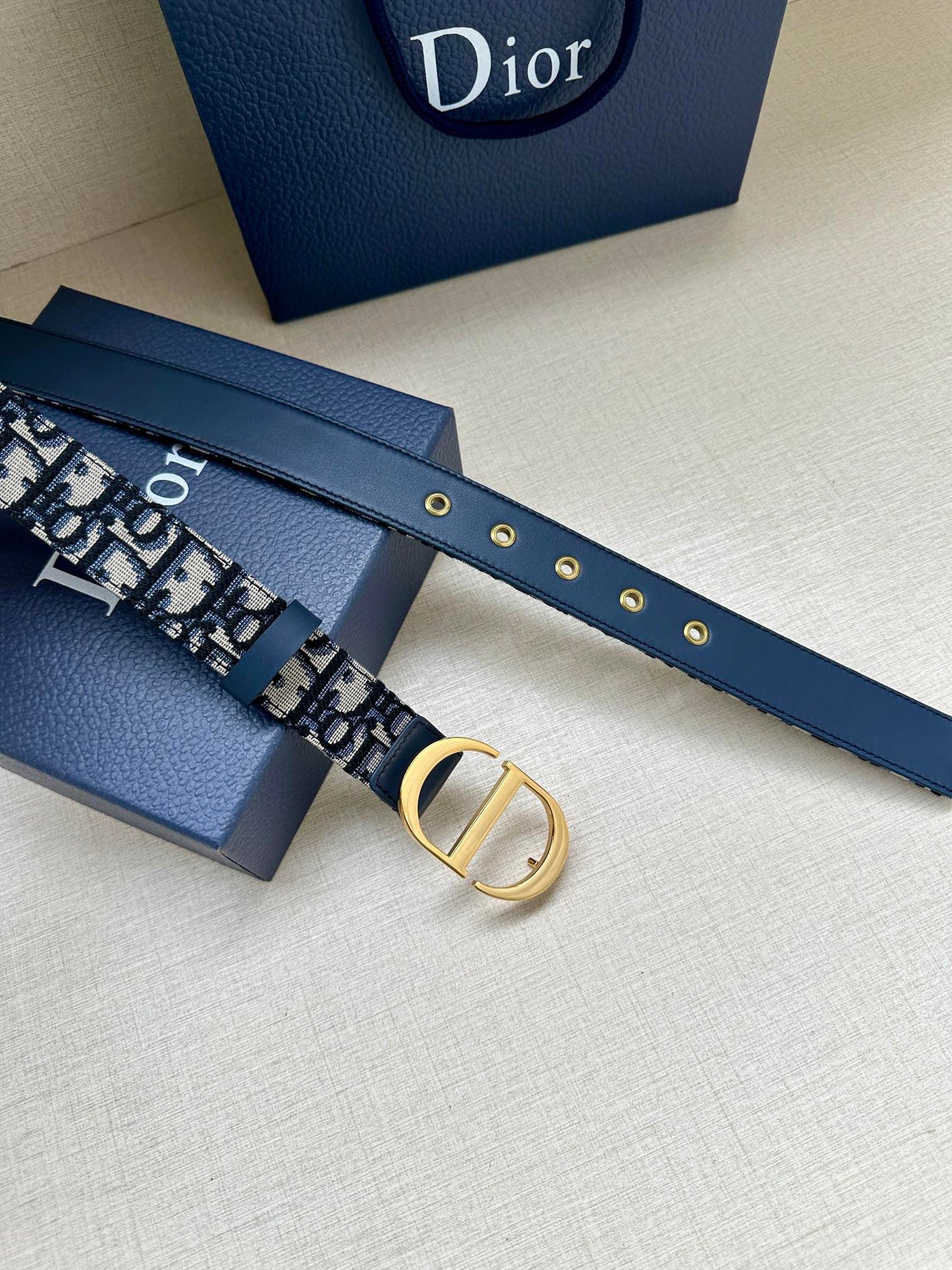 New trendy Instagram style CD men's smooth buckle woven fabric pattern fashionable versatile waist belt