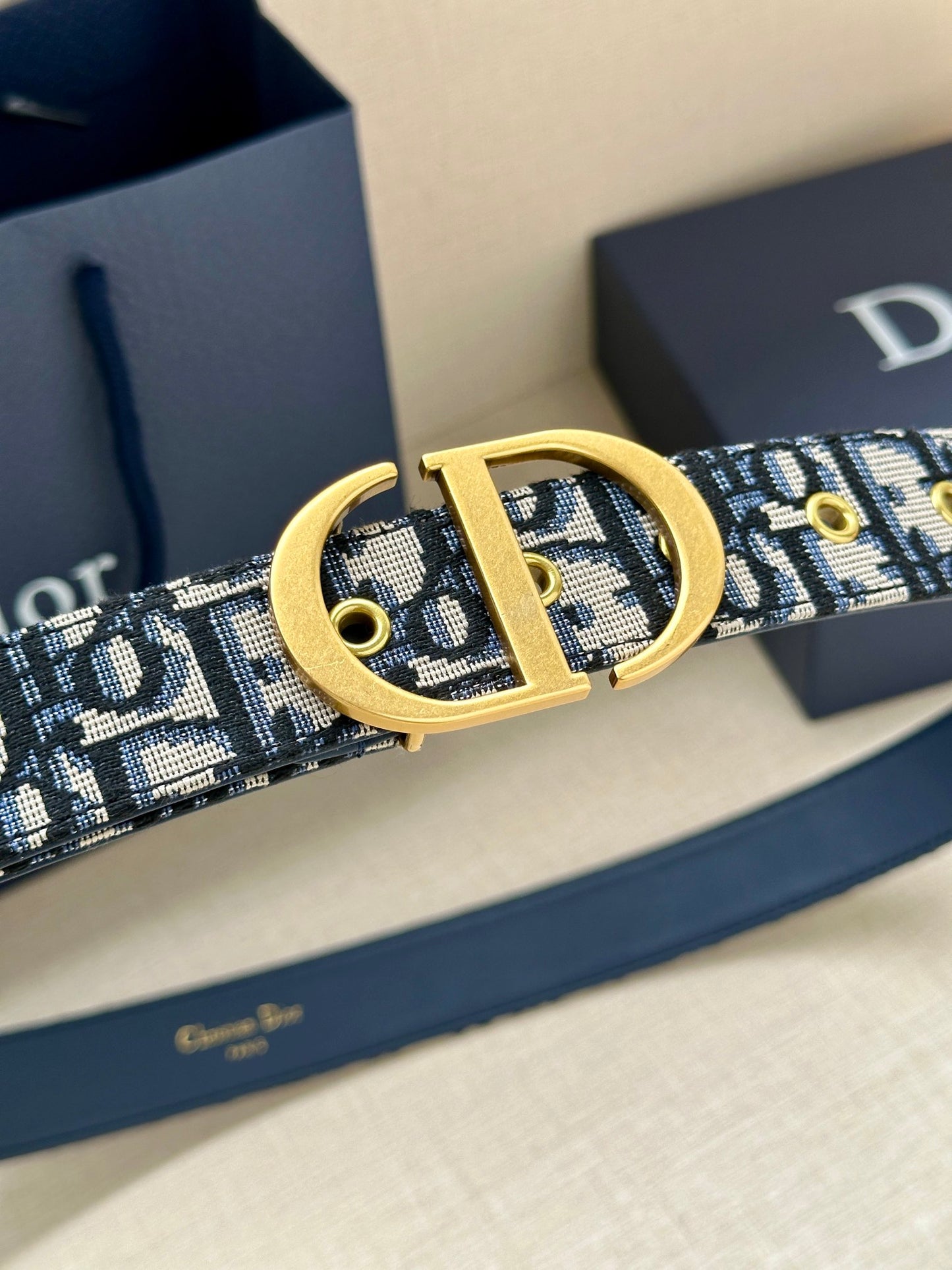 New trendy Instagram style CD men's smooth buckle woven fabric pattern fashionable versatile waist belt