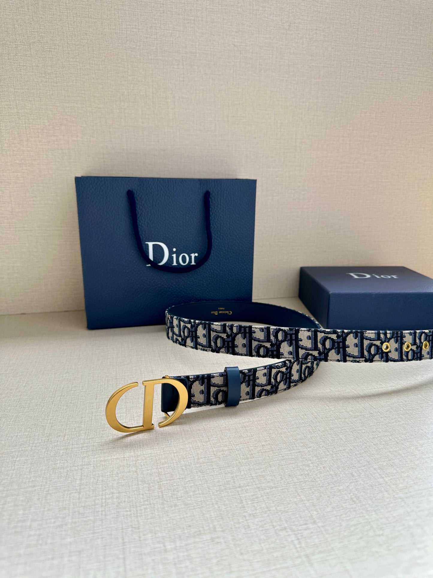 New trendy Instagram style CD men's smooth buckle woven fabric pattern fashionable versatile waist belt