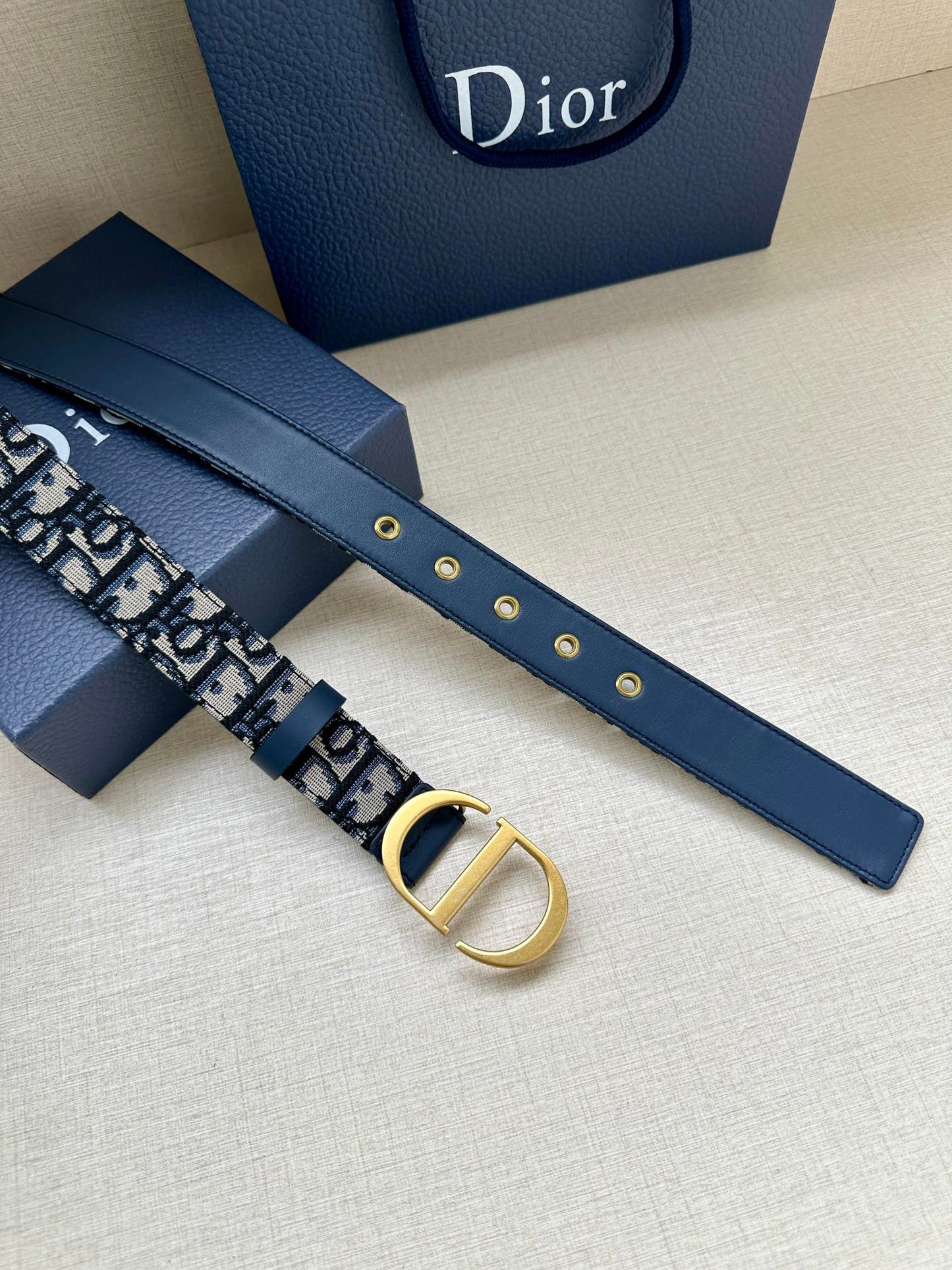 New trendy Instagram style CD men's smooth buckle woven fabric pattern fashionable versatile waist belt