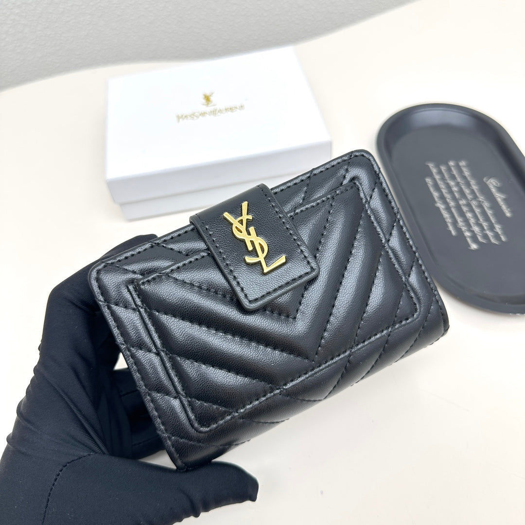 New wallet card bag 2-in-1 Yangshulin car women's premium light luxury leather large capacity short wallet