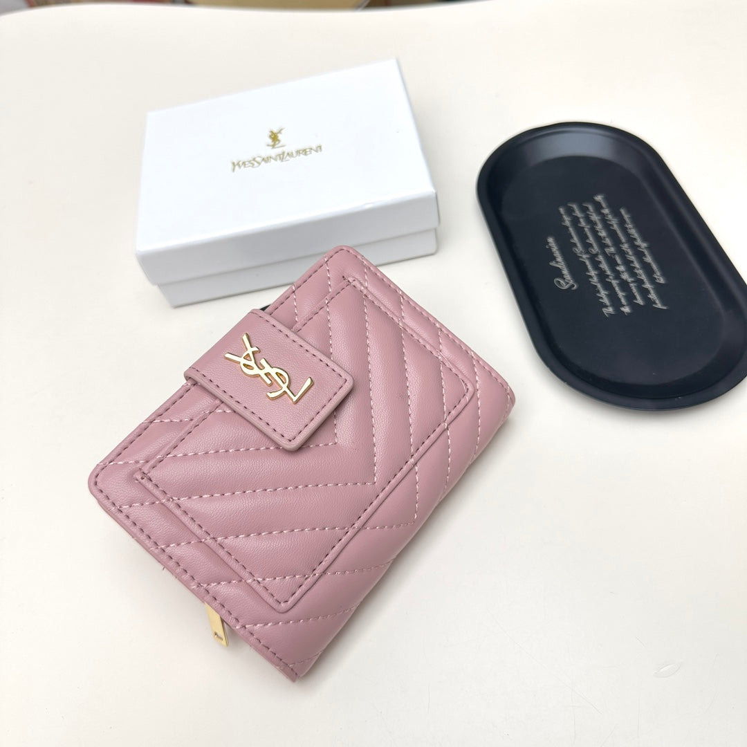 New wallet card bag 2-in-1 Yangshulin car women's premium light luxury leather large capacity short wallet